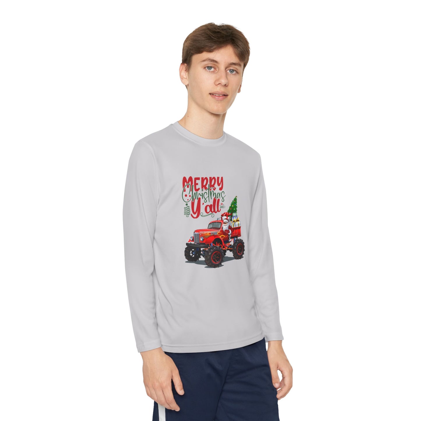 "Merry Christnas Y'all" Youth Long Sleeve Competitor Tee