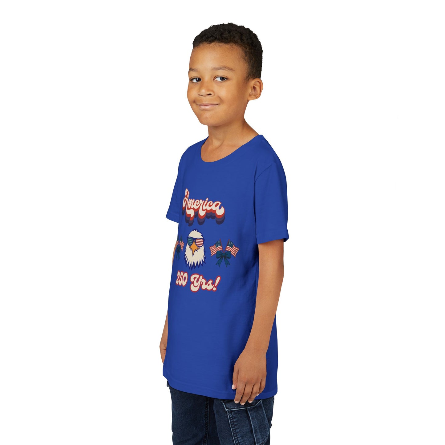 Youth Tee — Retro "America 250 yrs!" Eagle Independence Day T-Shirt