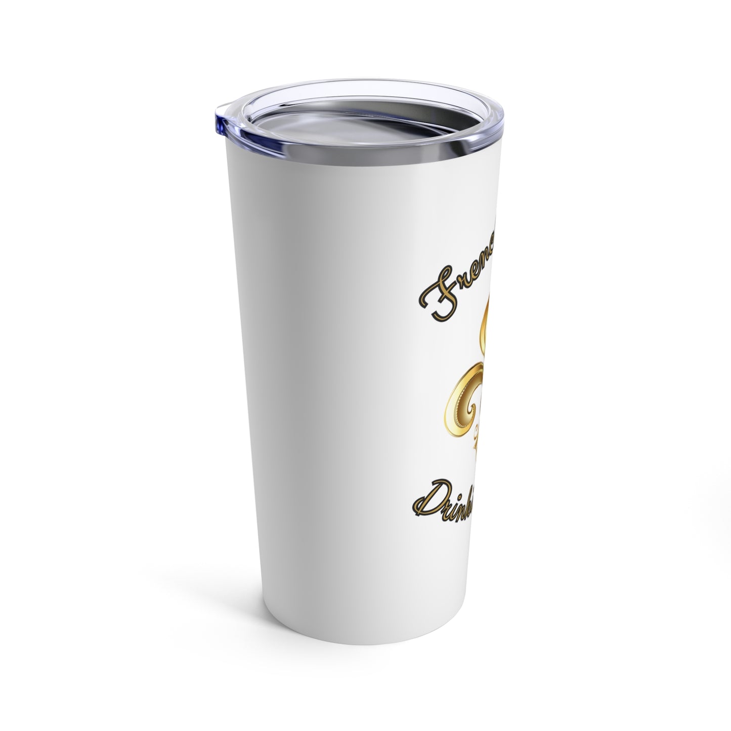 "French Quarter Drinking Team"  White Tumbler with Ornate Design, 20 oz