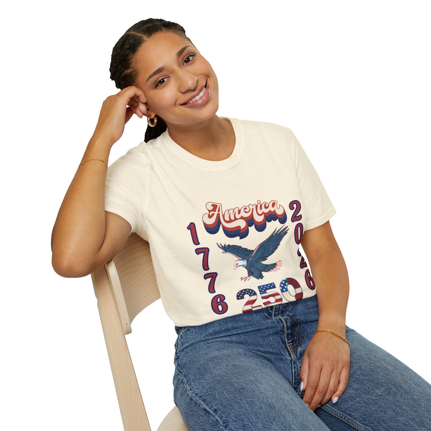 America 1776–2026 Patriotic T-Shirt — Soaring Eagle & Retro Script ,250th Anniversary Tee