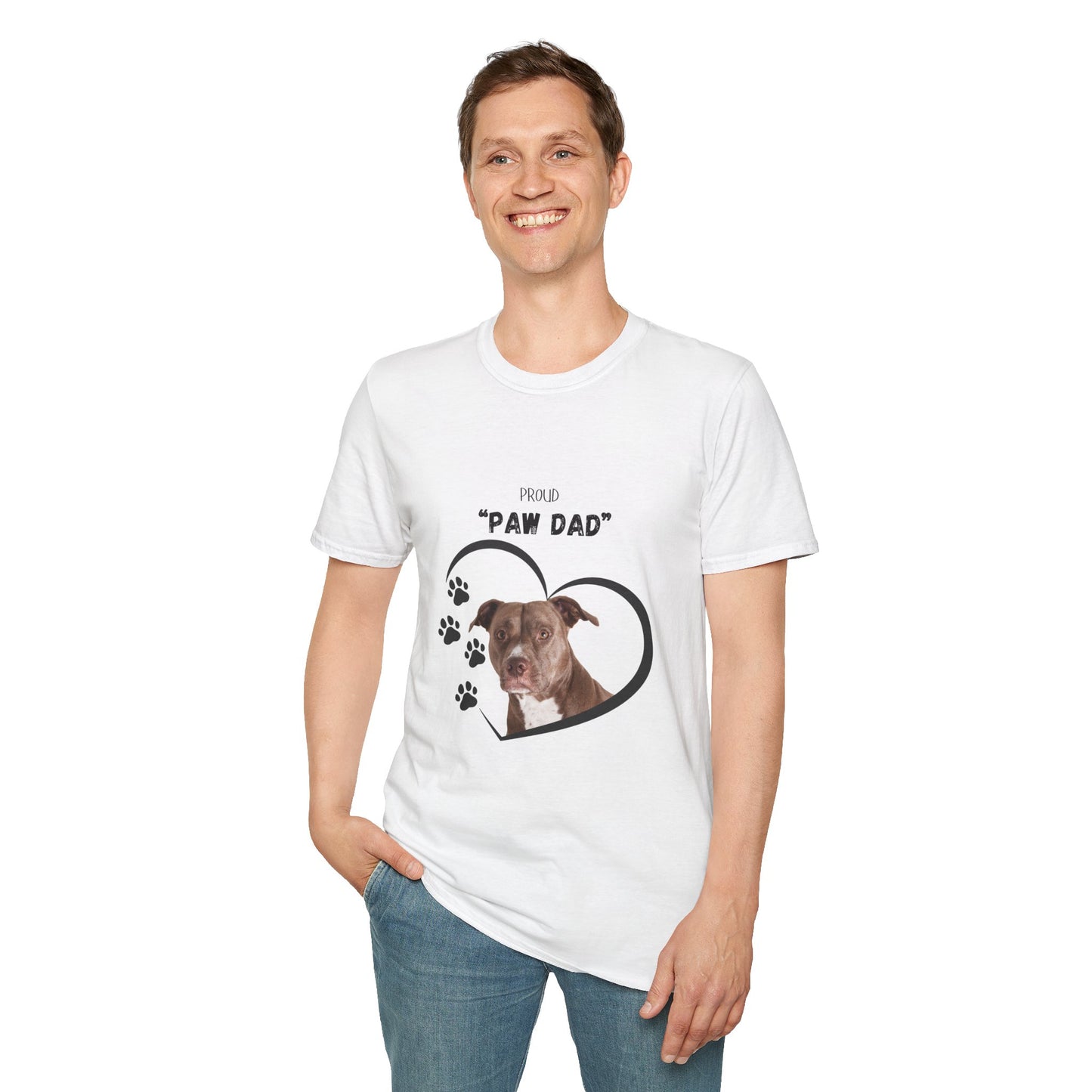 "PAW DAD" Pit Bull Personalized Heavy Cotton T-shirt