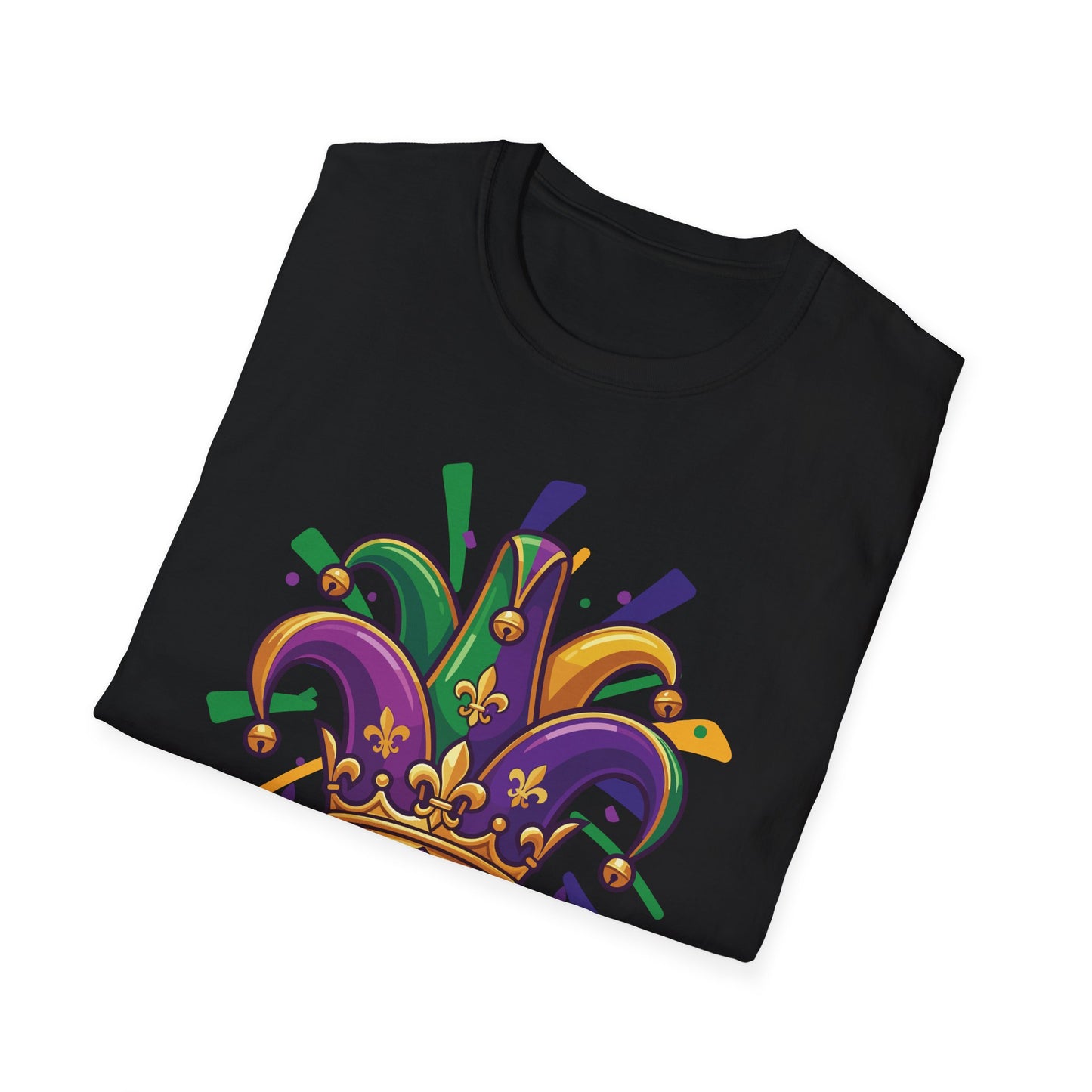 "Mardi Gras Jester Crown" T-Shirt — Colorful, Festive Tee To Wear Alone Or Layered Under A Jacket While Enjoying The Festivities!