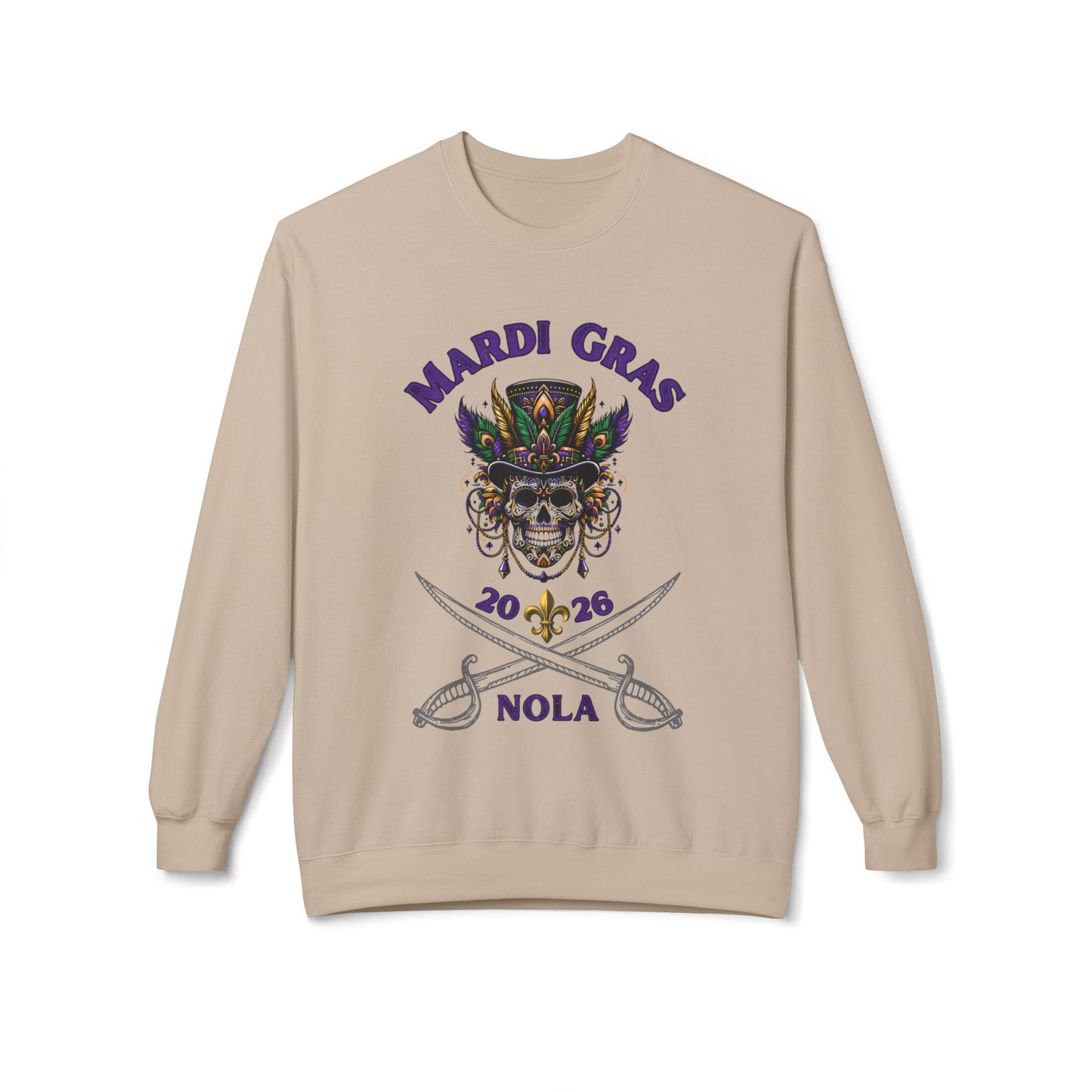 "Mardi Gras 2026 Voodoo Pirate" Crewneck Sweatshirt — A NOLA 2026 Festival Unisex Pullover Ideal For Celebrating Carnival & A Great Souvenir!