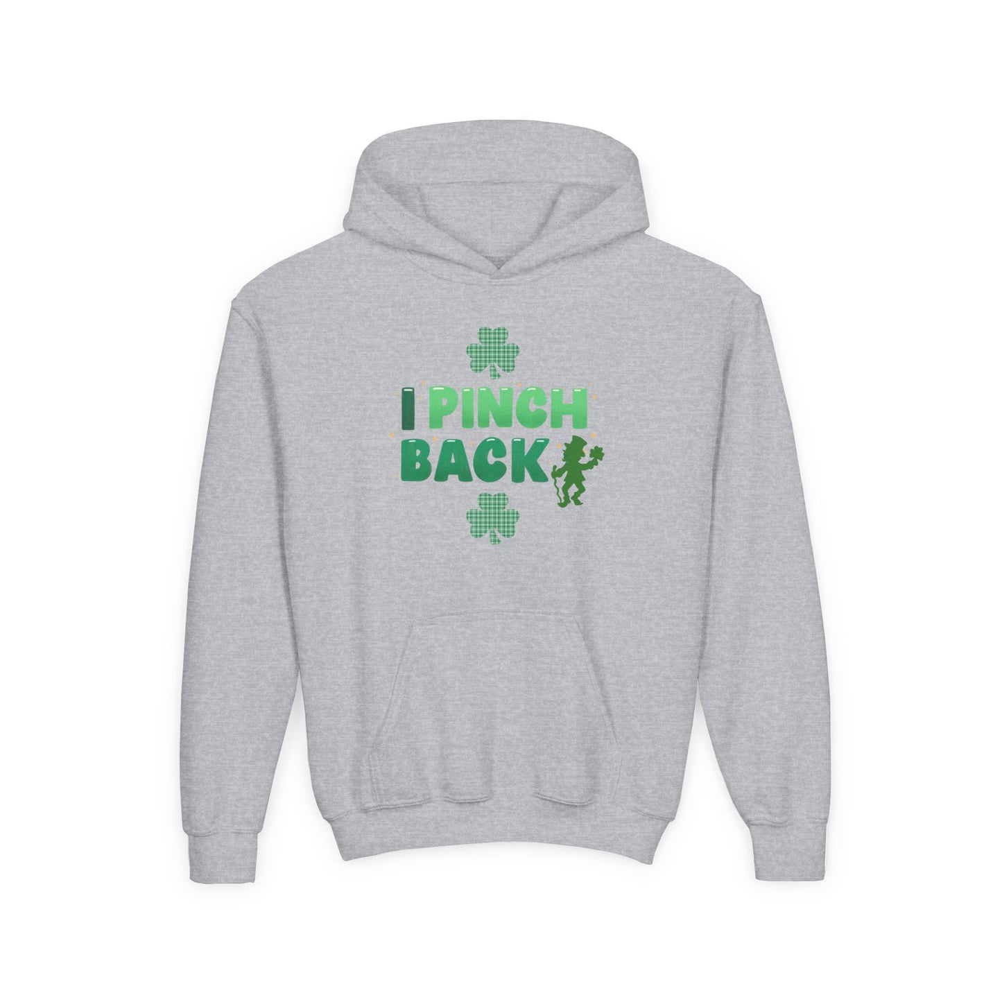 Youth St. Patrick's Day Hoodie — "I Pinch Back" Shamrock (Approach With Caution-LOL)