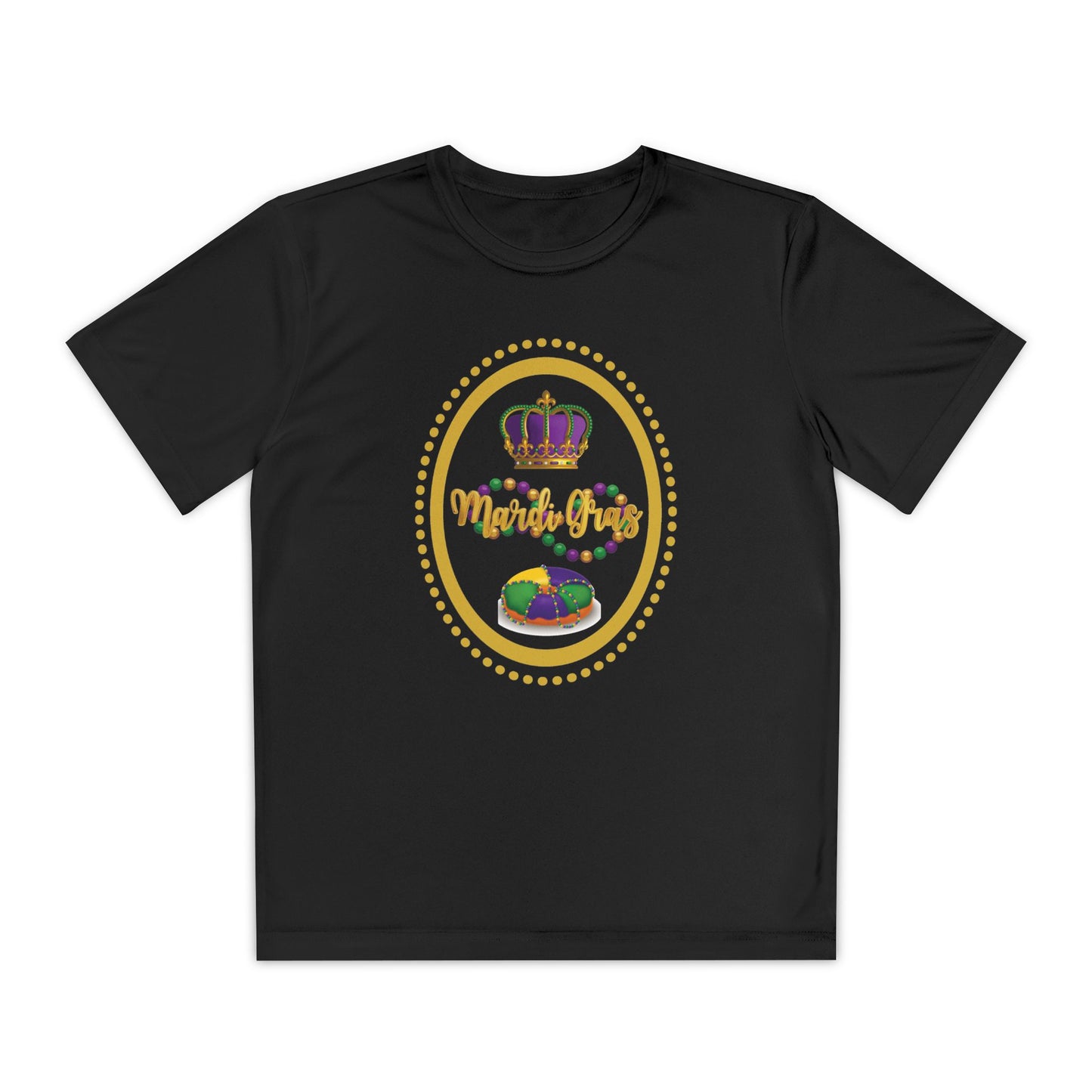 "Mardi Gras King Cake" Youth Tee — Vibrant Parade & Party Shirt!