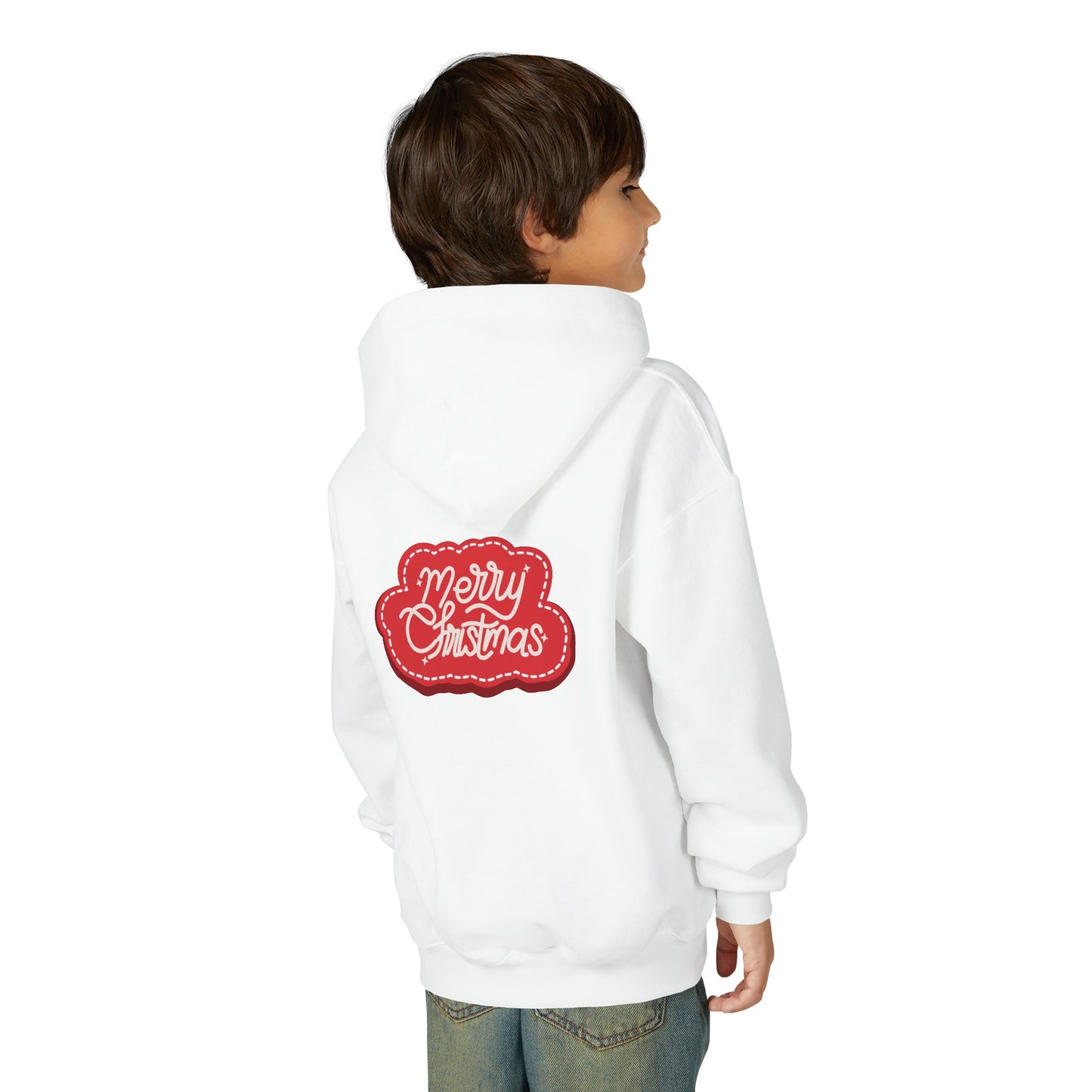 Youth Christmas Hoodie - Cute Gnome & Gifts Holiday Pullover ("Merry Christmas" Back)