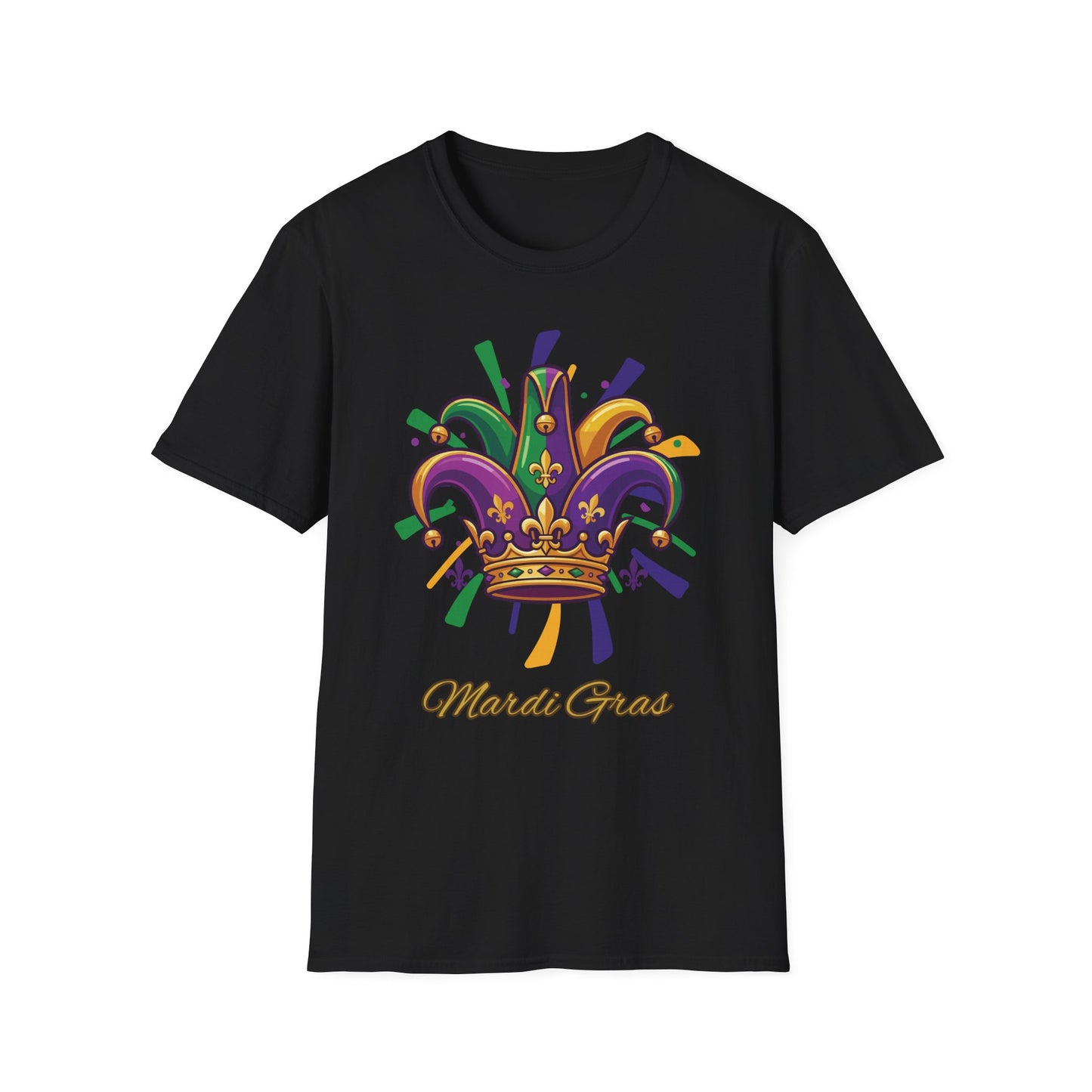 "Mardi Gras Jester Crown" T-Shirt — Colorful, Festive Tee To Wear Alone Or Layered Under A Jacket While Enjoying The Festivities!