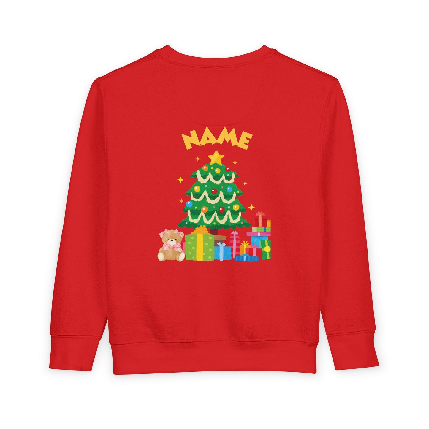 Toddler Sweatshirt — Merry Christmas Santa & Tree Personalized Kids Crewneck