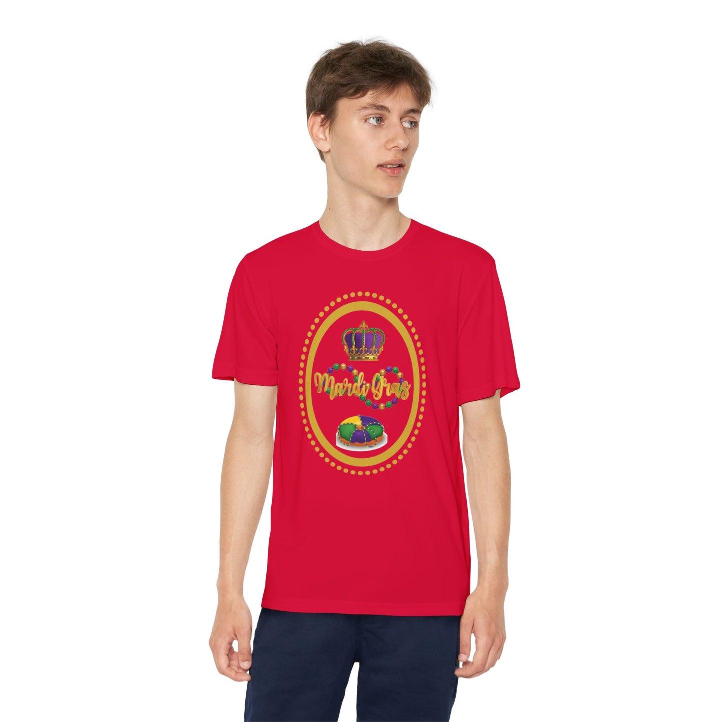"Mardi Gras King Cake" Youth Tee — Vibrant Parade & Party Shirt!