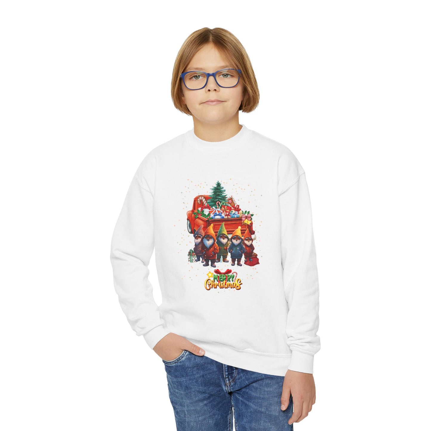 "Merry Christmas By The Truckload", Youth Crewneck Sweatshirt
