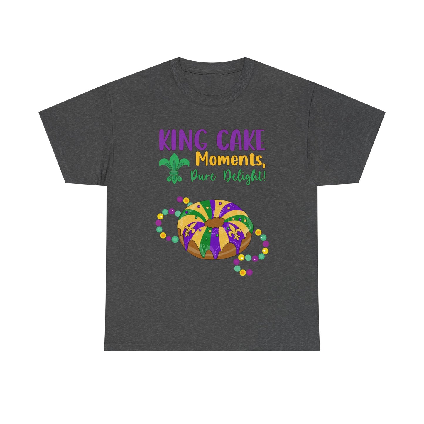 "Mardi Gras King Cake" Unisex Heavy Cotton  Adult Tee — "A King Cake Moment — Pure Delight"