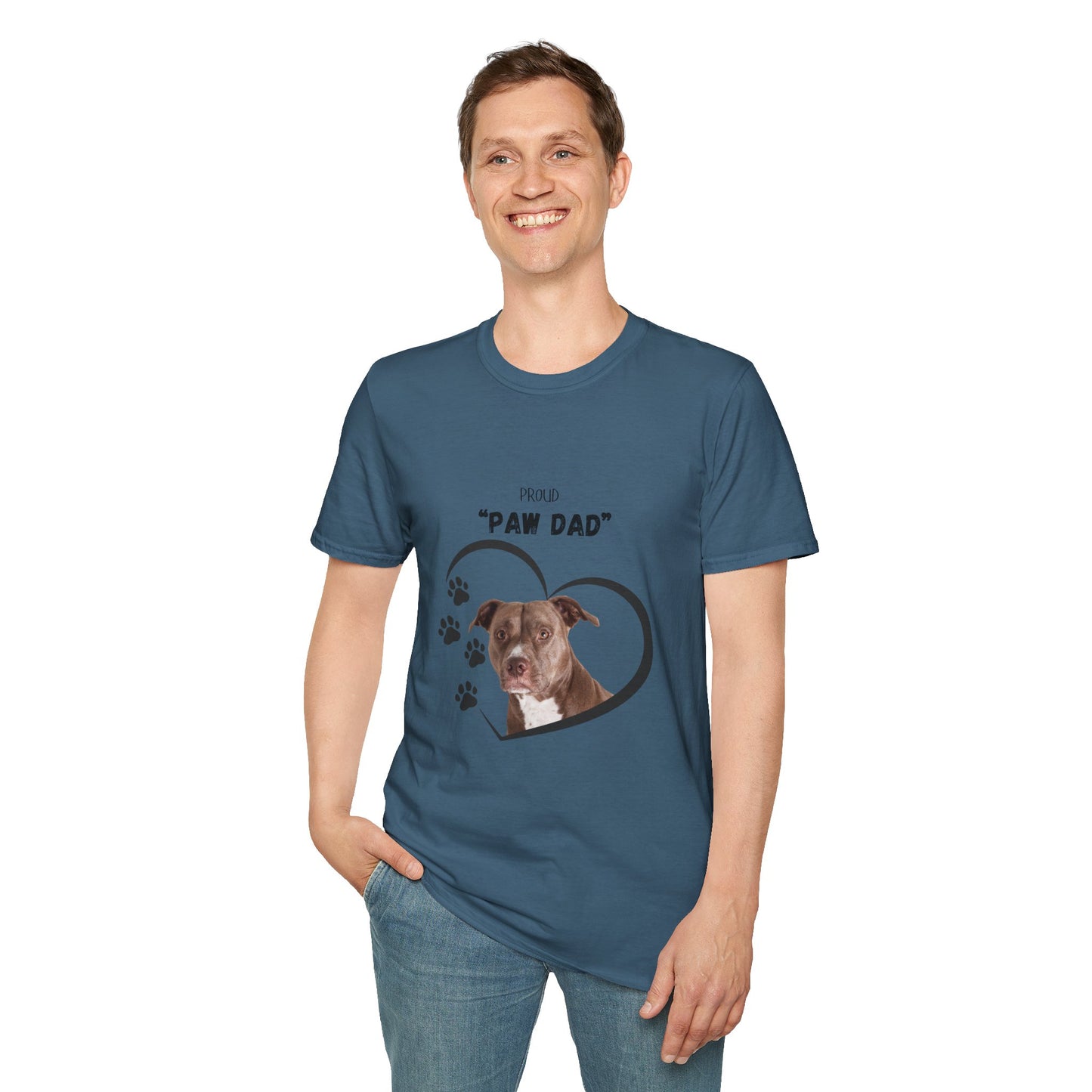 "PAW DAD" Pit Bull Personalized Heavy Cotton T-shirt