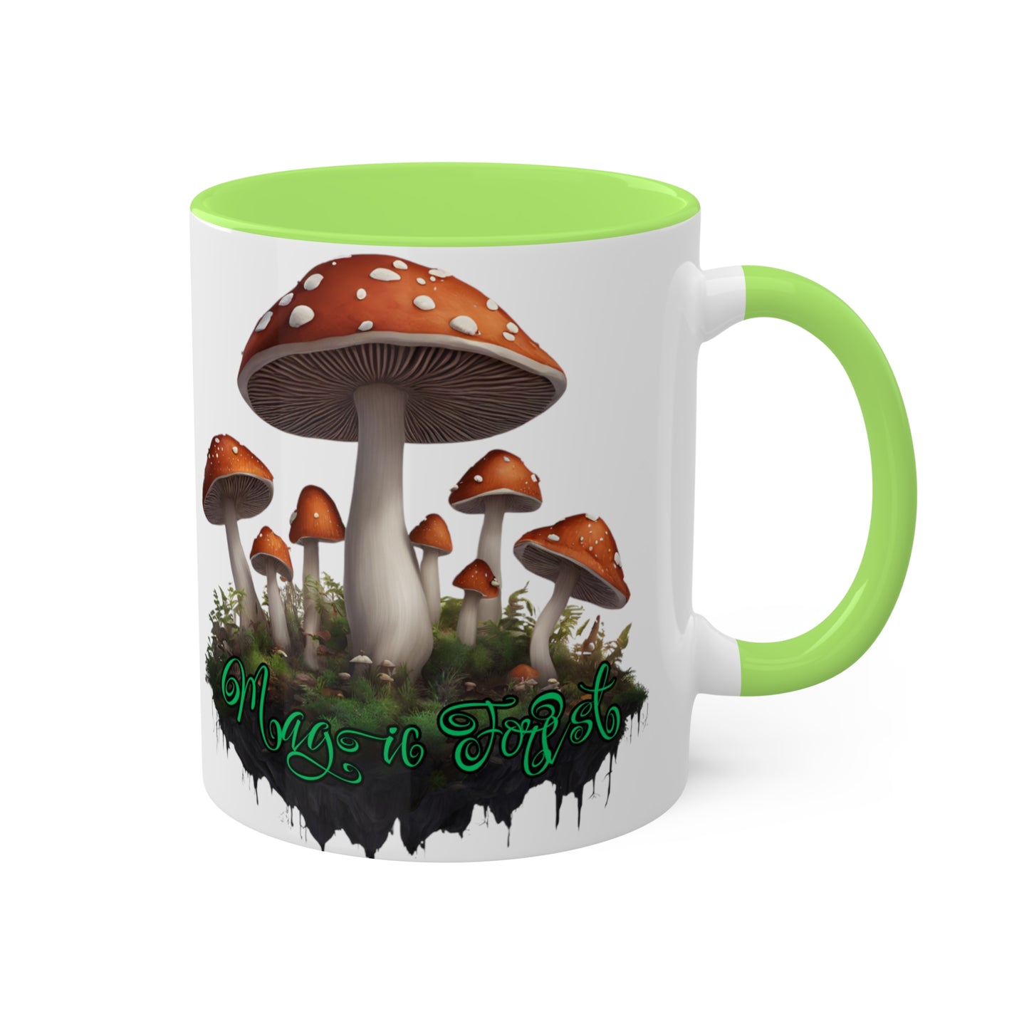 "Floating Magic Forest"  White with Colorful Accents, 11 oz Mug