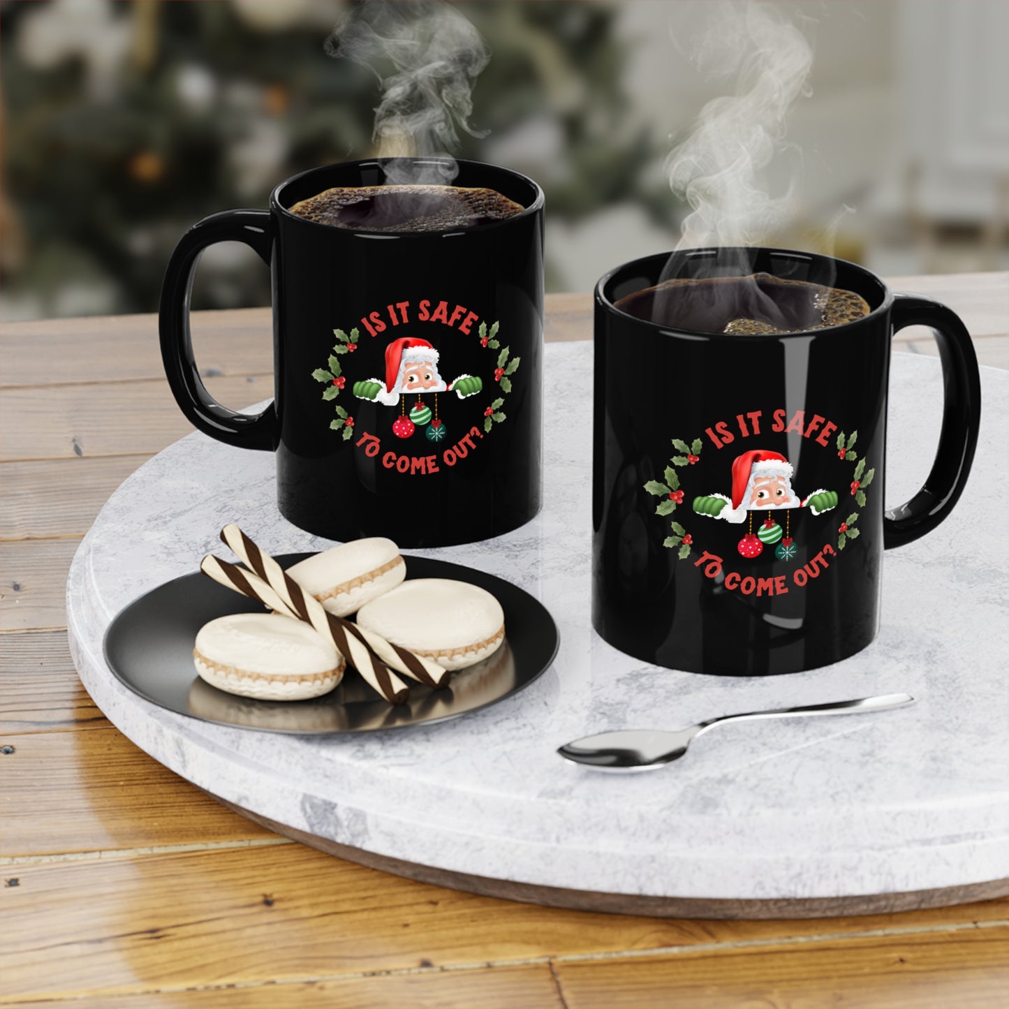 "Is It Safe To Come Out?" Black Coffee Mug, 11oz