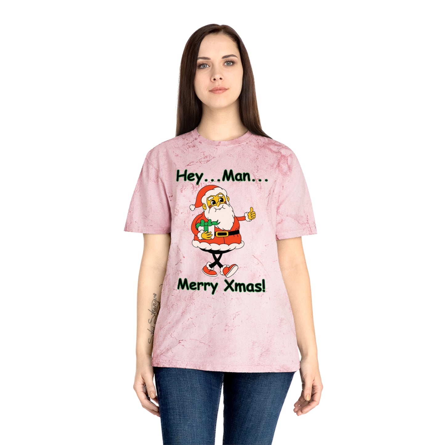 Hey...Man... Merry Xmas! Tie-Dye  Style Unisex Christmas Santa Tee - A Great Gift For Those Who Love A Reto Vibe!