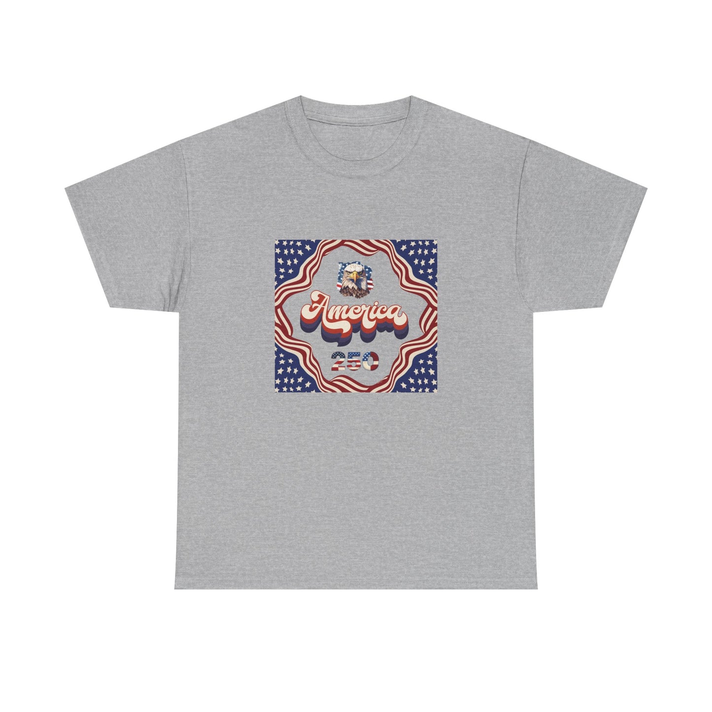 Unisex Heavy Cotton T-Shirt — Retro "America 250" Patriotic Eagle Graphic: 4th of July Celebration Tee