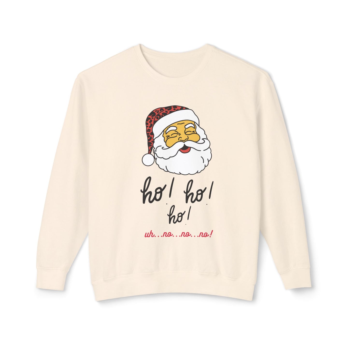 "Ho! Ho! Ho!-Smiling Santa" Unisex Lightweight Crewneck Sweatshirt