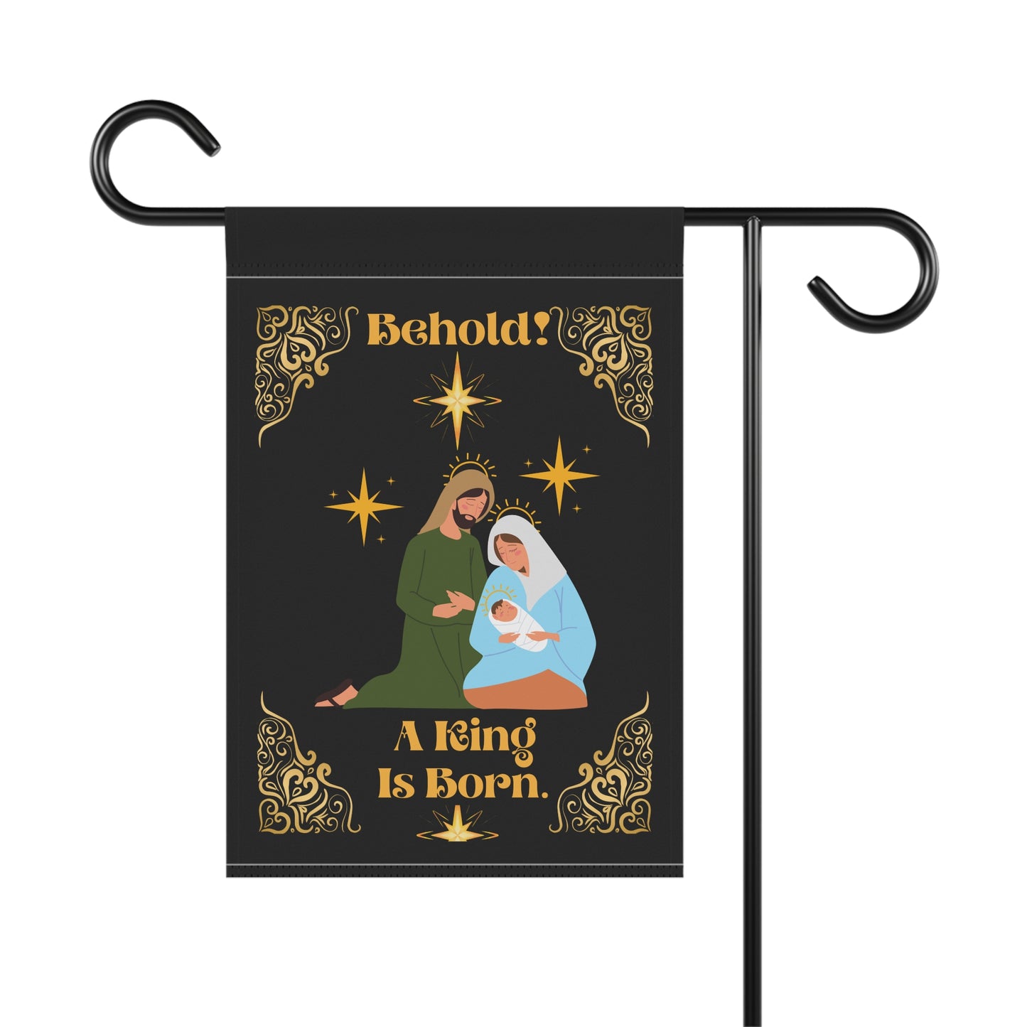 Black Nativity Garden Flag - "Behold! A King Is Born" Christmas Yard Banner