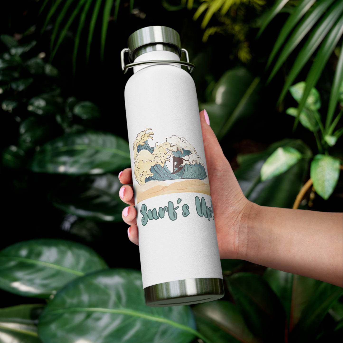 "Surfs Up!" Surfer Silhouette 22oz Vacuum Bottle