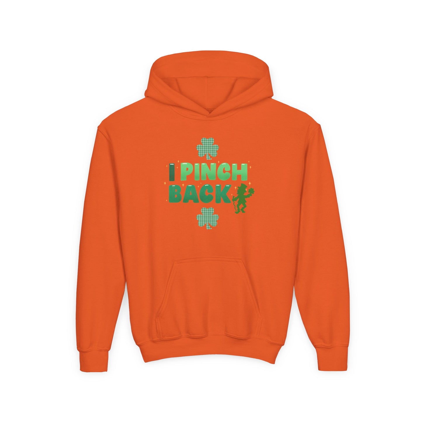 Youth St. Patrick's Day Hoodie — "I Pinch Back" Shamrock (Approach With Caution-LOL)