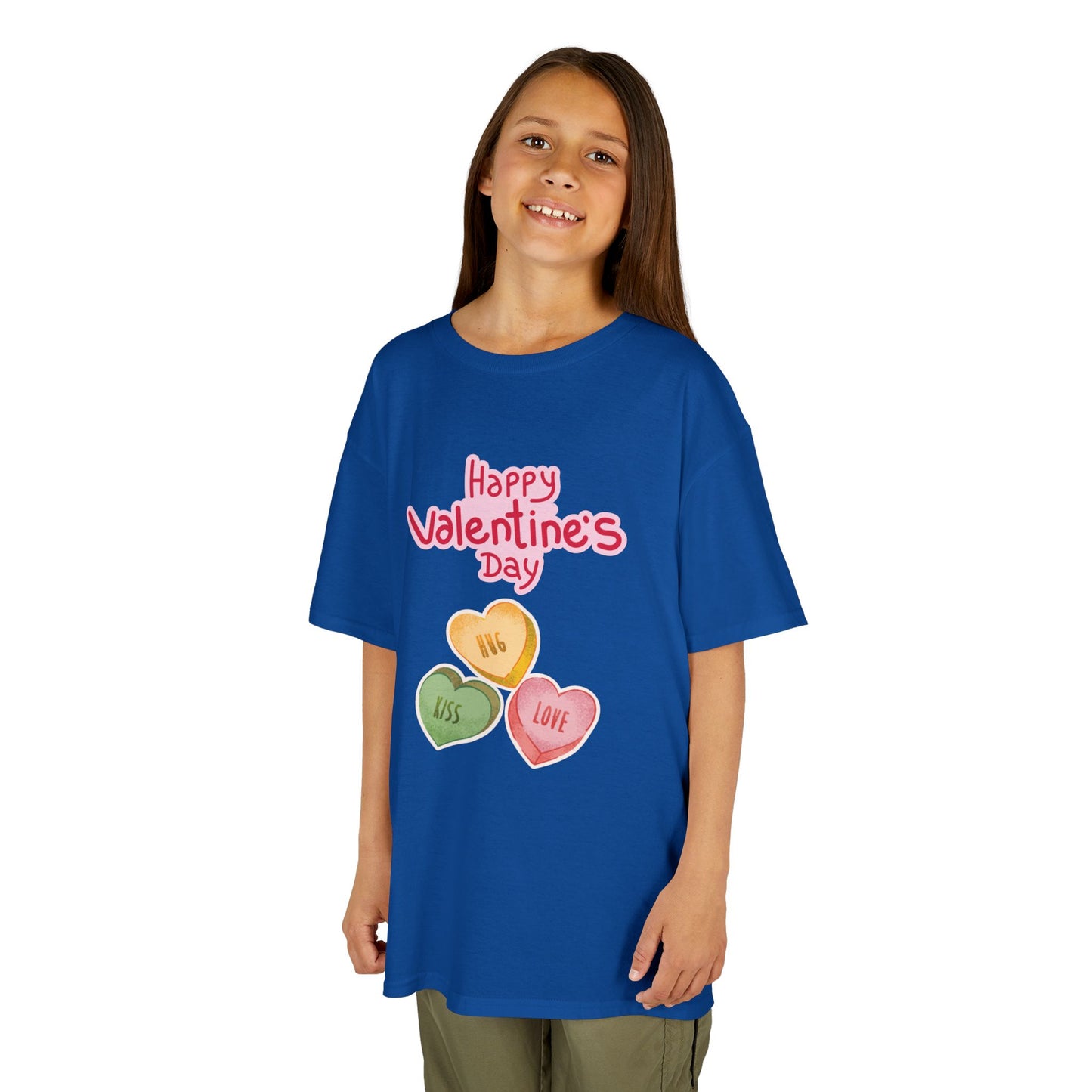 Valentine's Day Kids Tee — Candy Heart "Happy Valentine's Day" Design