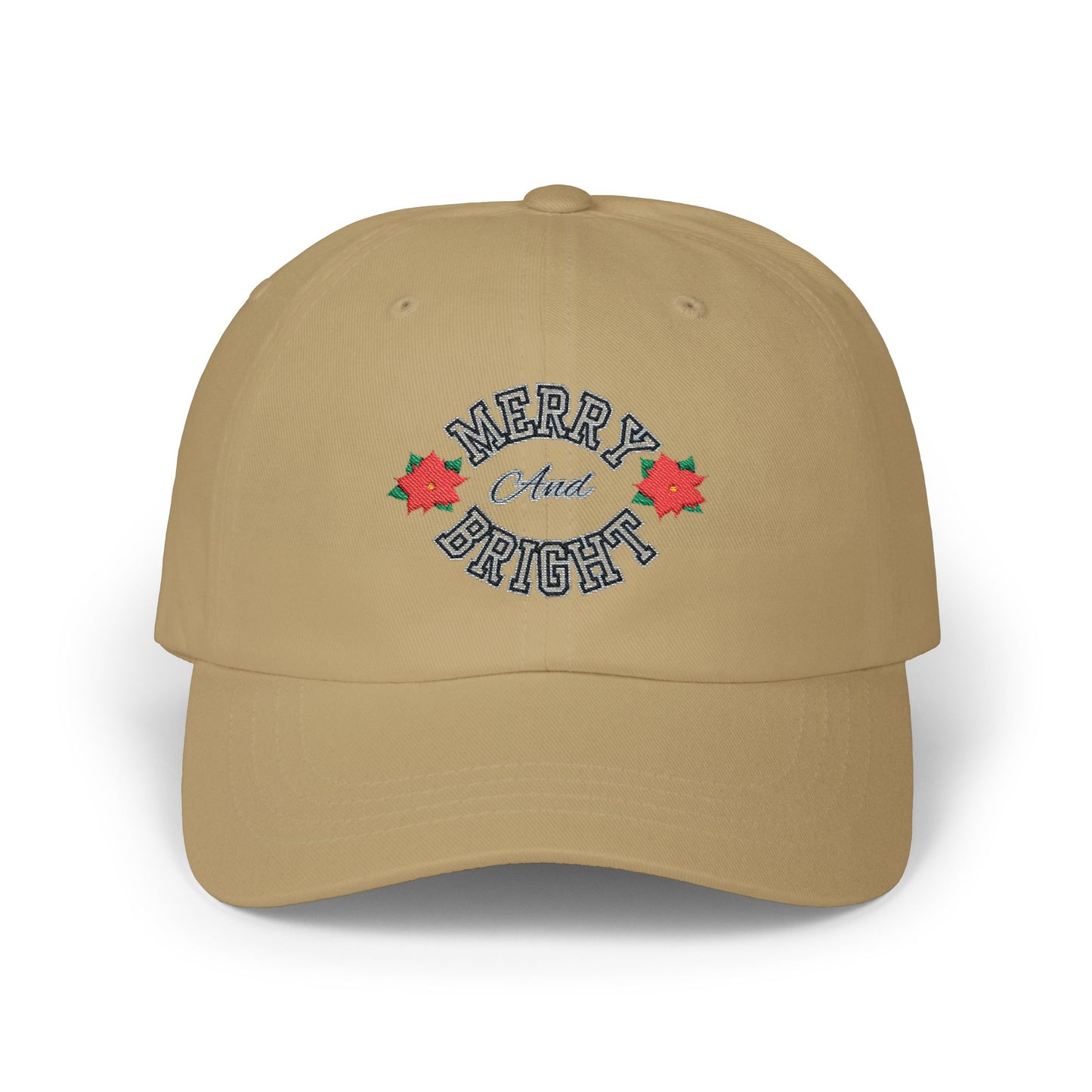 Merry & Bright Dad Cap — Embroidered Holiday Baseball Hat