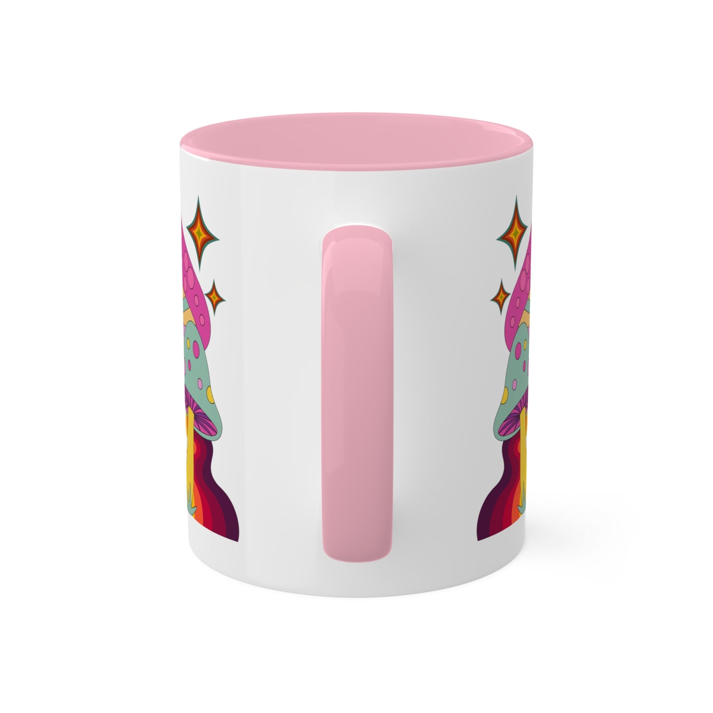"Groovy Mushrooms" 11 oz White Mug with Colorful Accents