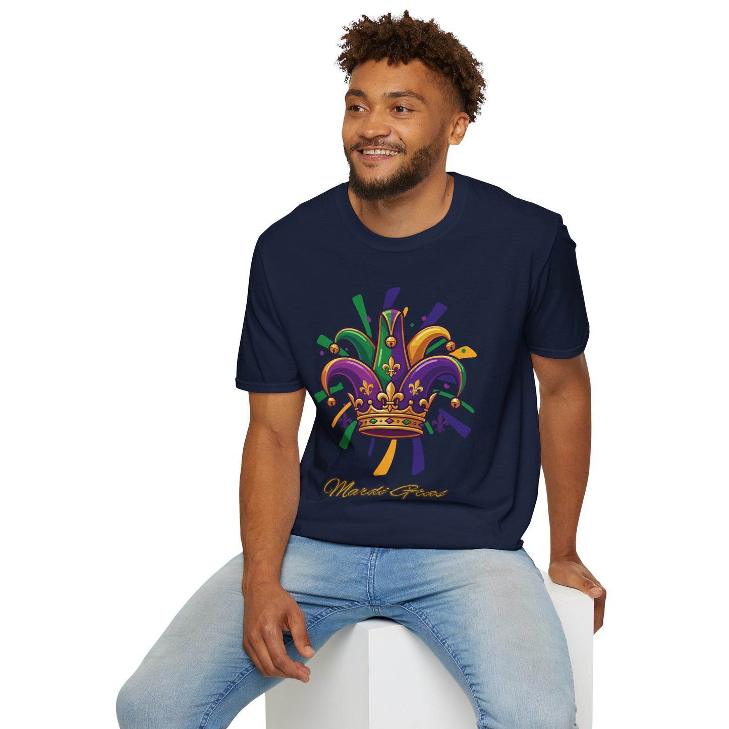 "Mardi Gras Jester Crown" T-Shirt — Colorful, Festive Tee To Wear Alone Or Layered Under A Jacket While Enjoying The Festivities!