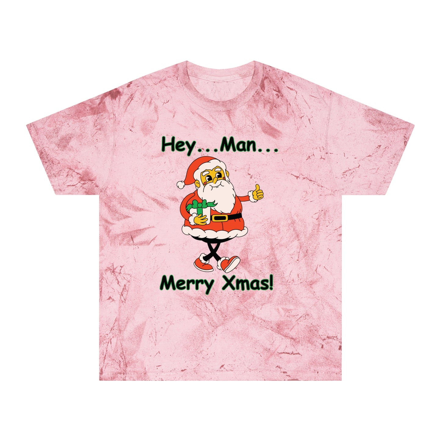 Hey...Man... Merry Xmas! Tie-Dye  Style Unisex Christmas Santa Tee - A Great Gift For Those Who Love A Reto Vibe!
