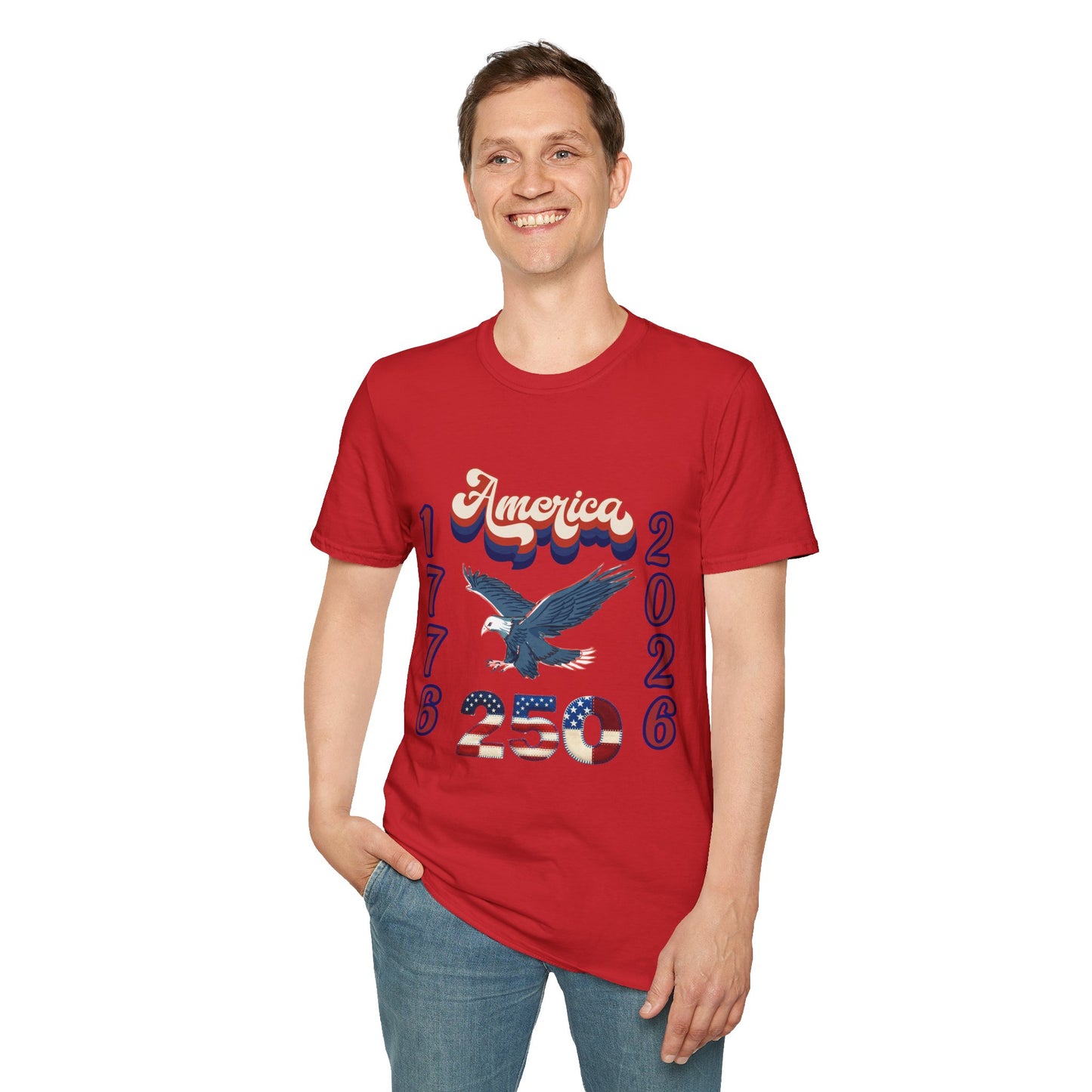 America 1776–2026 Patriotic T-Shirt — Soaring Eagle & Retro Script ,250th Anniversary Tee