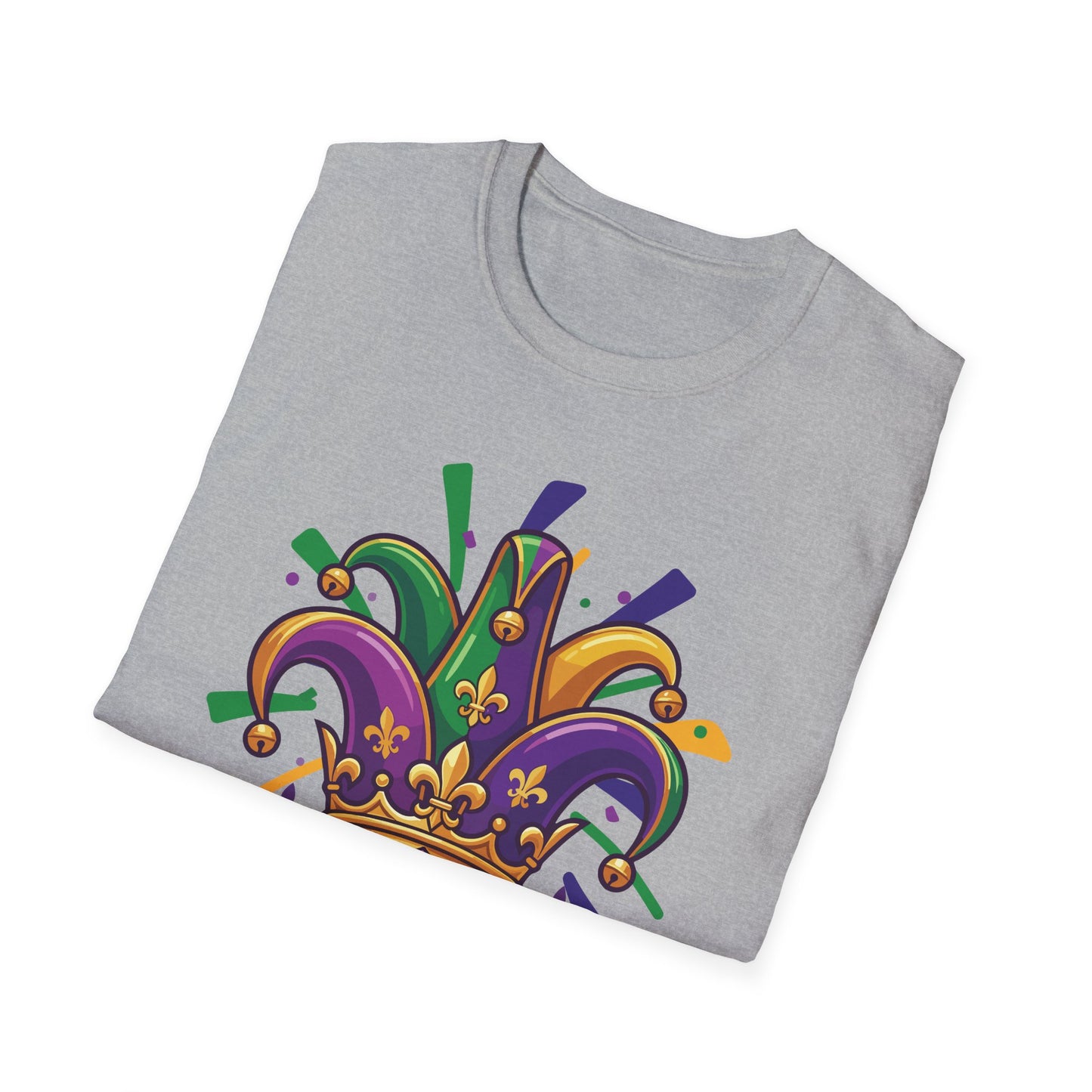 "Mardi Gras Jester Crown" T-Shirt — Colorful, Festive Tee To Wear Alone Or Layered Under A Jacket While Enjoying The Festivities!