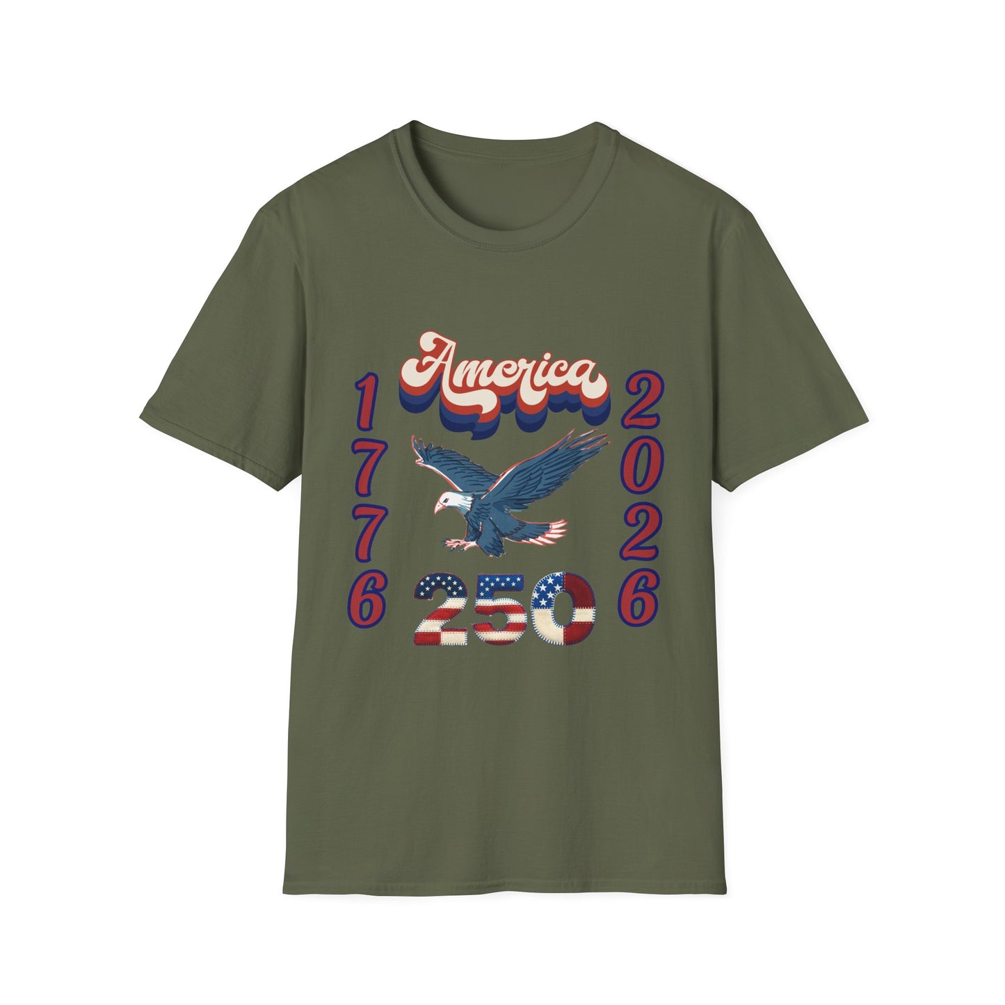 America 1776–2026 Patriotic T-Shirt — Soaring Eagle & Retro Script ,250th Anniversary Tee