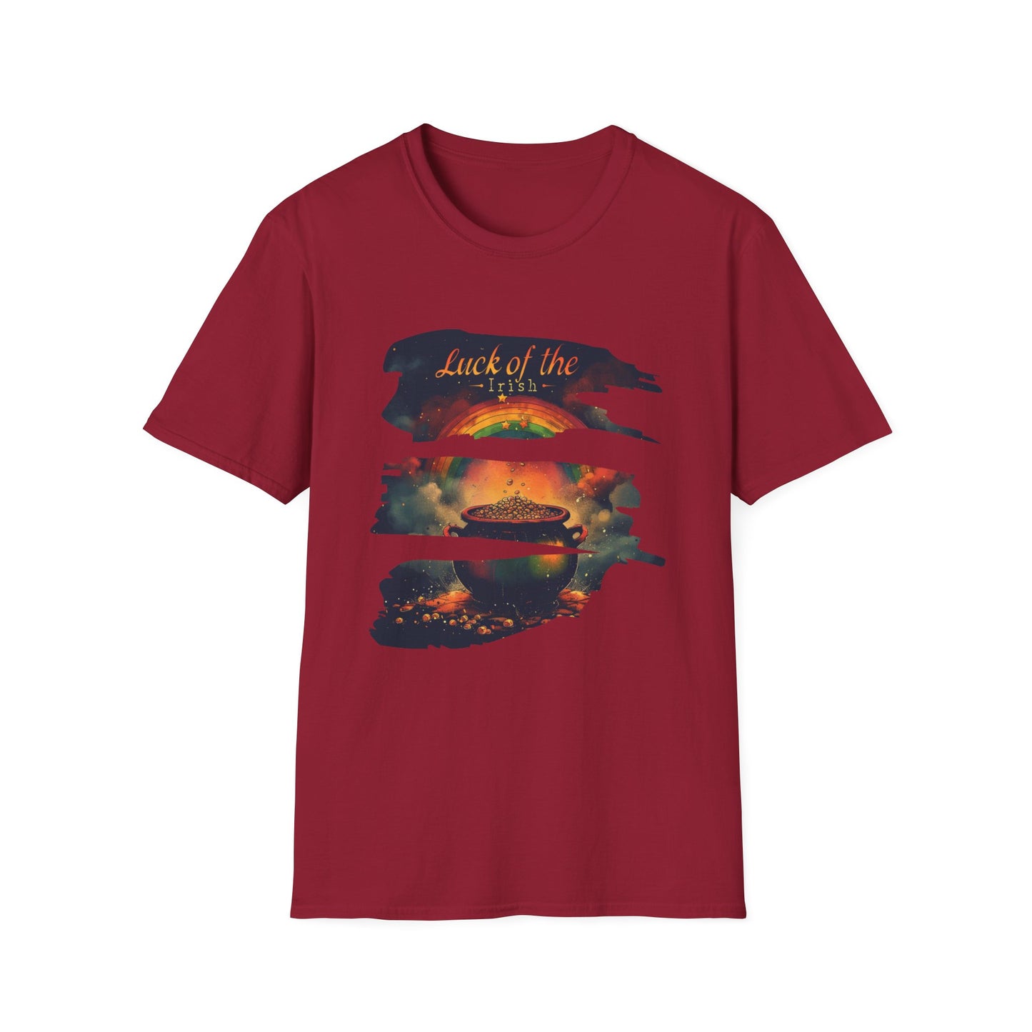 "Luck of the Irish"  Unisex Lightweight Cotton T-Shirt — Featuring An "Avant Garde" Rendition Of The Pot Of Gold At The End Of The Rainbow!