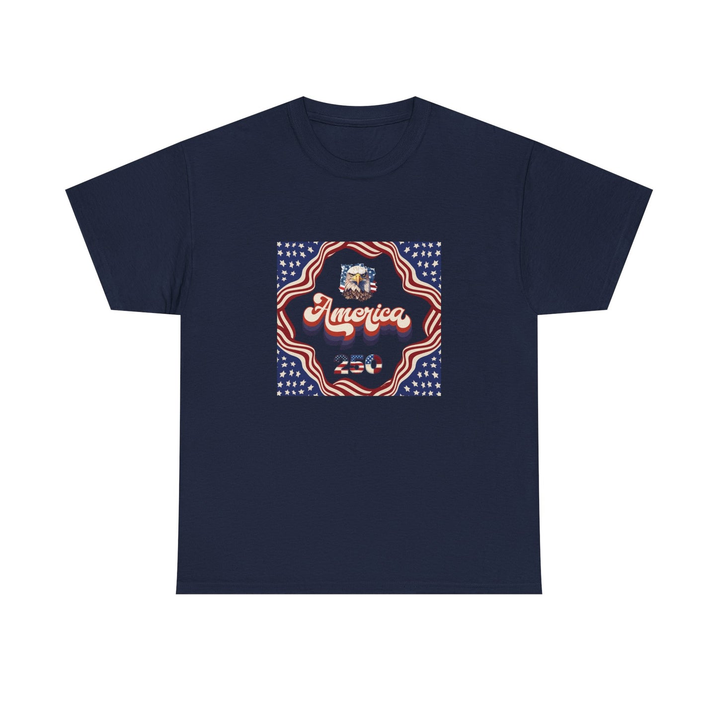 Unisex Heavy Cotton T-Shirt — Retro "America 250" Patriotic Eagle Graphic: 4th of July Celebration Tee