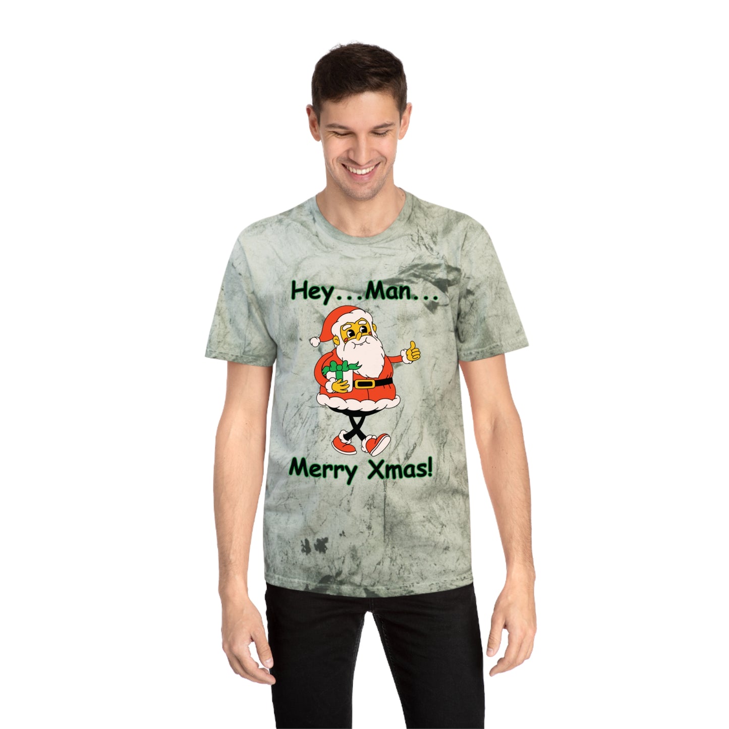 Hey...Man... Merry Xmas! Tie-Dye  Style Unisex Christmas Santa Tee - A Great Gift For Those Who Love A Reto Vibe!