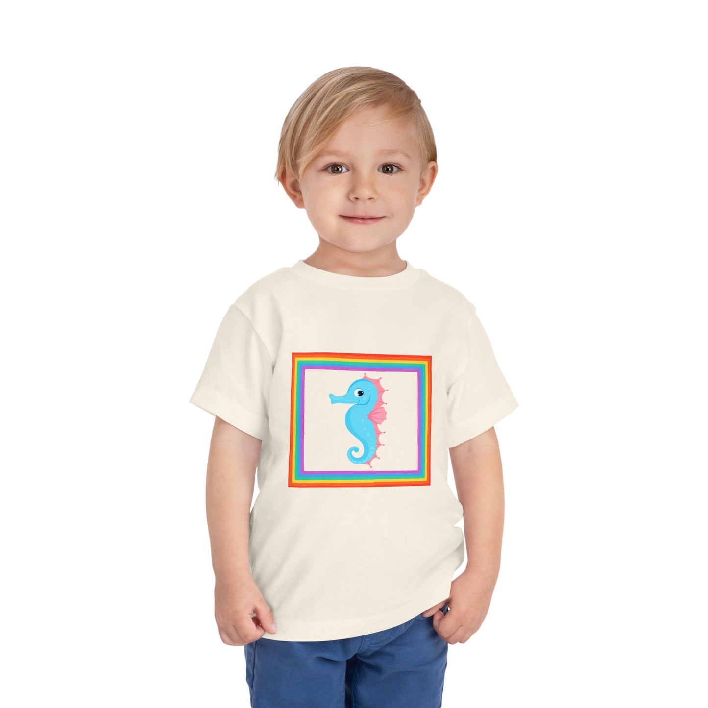 "Seahorse Toddler Tee" — Colorful Rainbow Frame Toddler T- Shirt