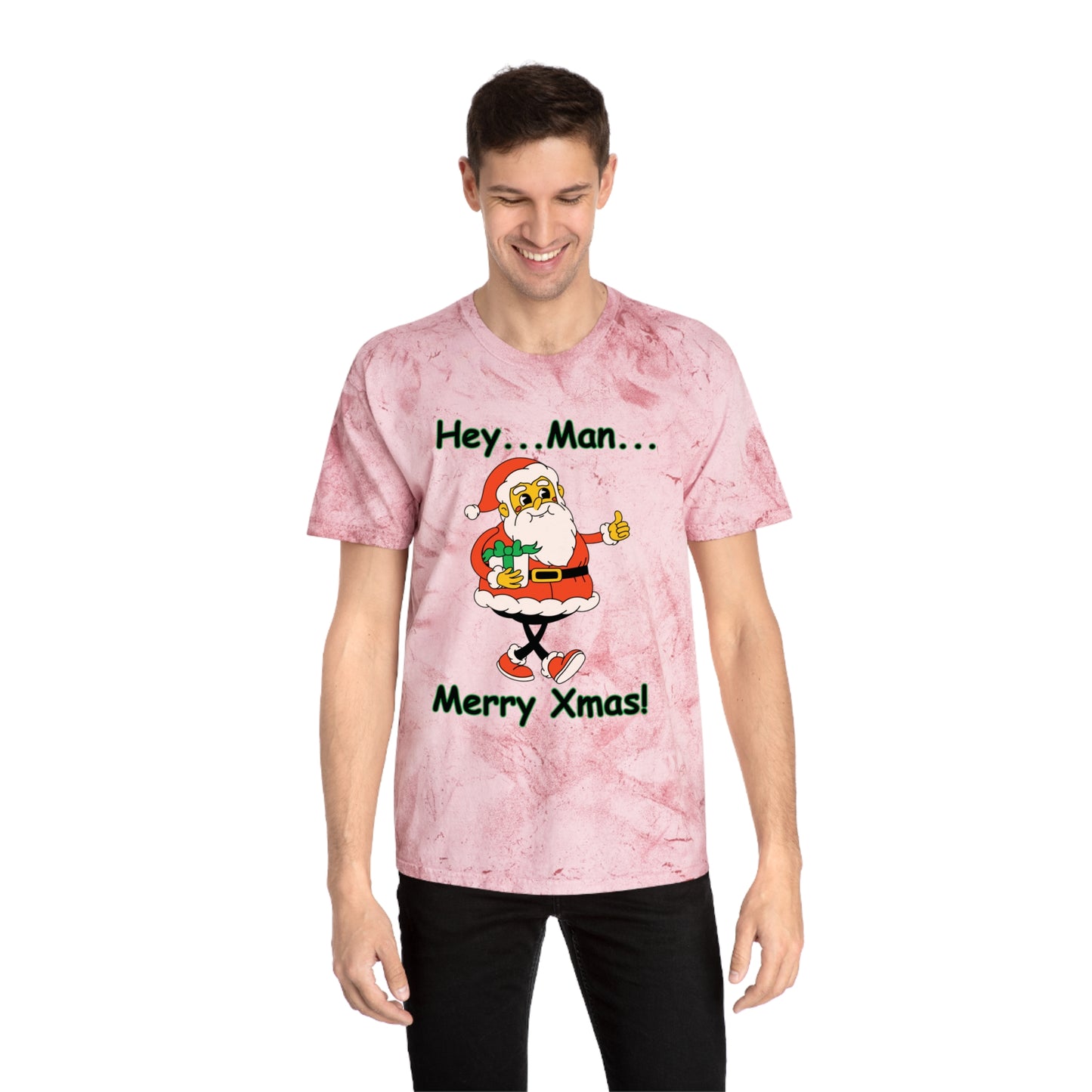 Hey...Man... Merry Xmas! Tie-Dye  Style Unisex Christmas Santa Tee - A Great Gift For Those Who Love A Reto Vibe!