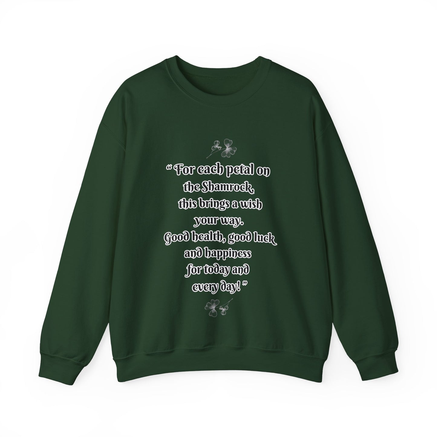 "St. Patrick's Day-Shamrock Blessing" Unisex Crewneck Pullover Sweatshirt With Front & Back Designs. Vintage Bearded Irish Gentleman & Classic Irish Blessing