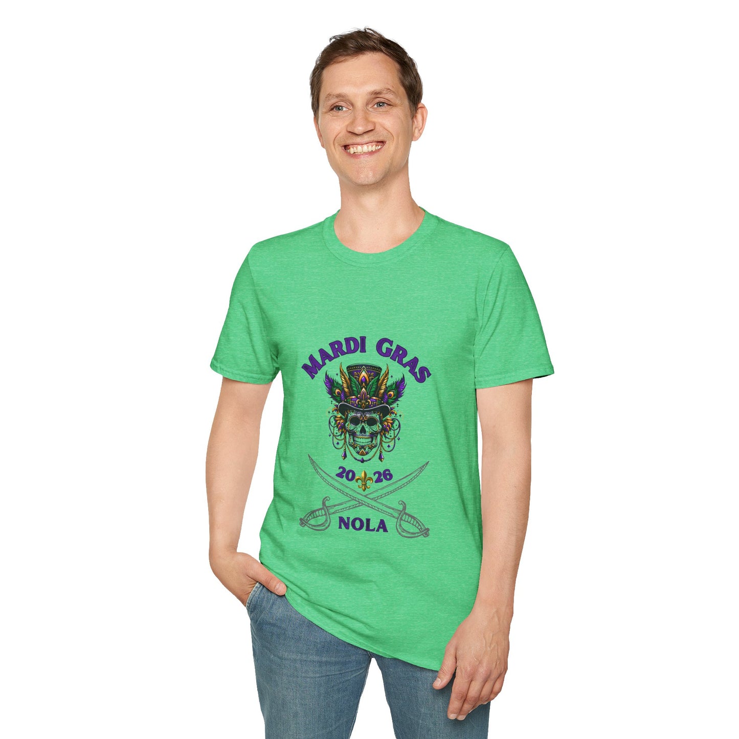 "Mardi Gras 2026 NOLA" Voodoo Pirate" Tee — This NOLA Carnival, Unisex Light Weight  Tee Is Great For The Warm Carnival Days & Nights!