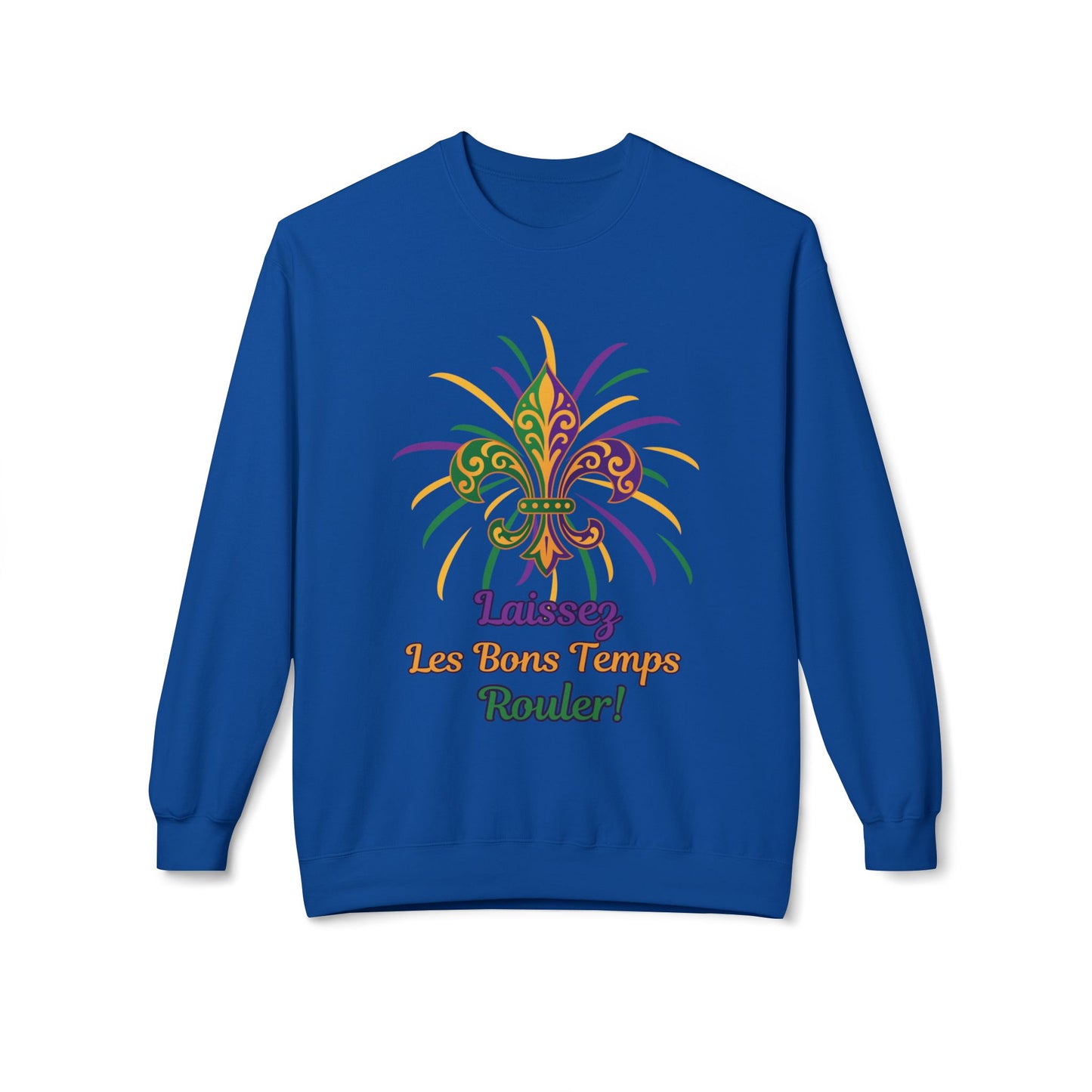Mardi Gras Fleur-de-Lis Crewneck Sweatshirt — "Laissez Les Bons Temps Rouler!"