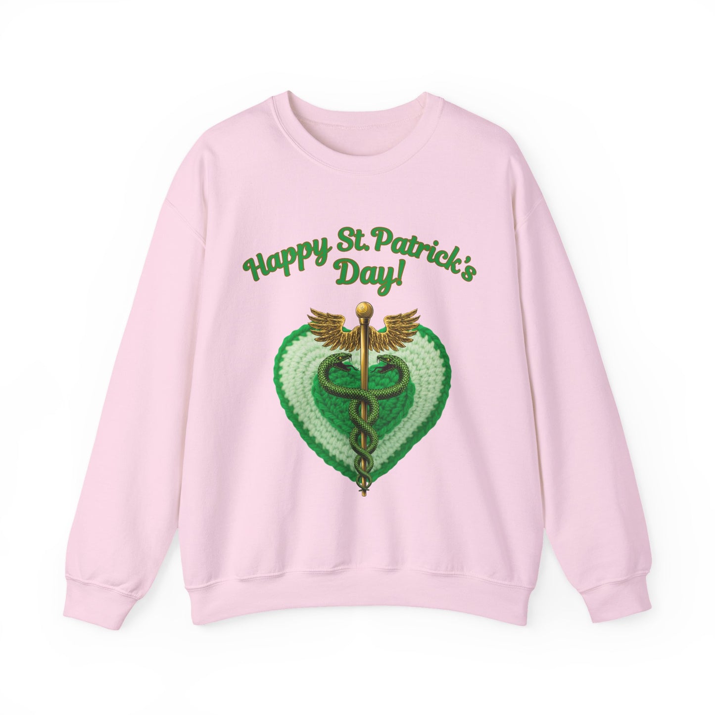 "Happy St. Patrick’s Day-Heart & Caduceus"  Unisex Sweatshirt — For Caring Health Professionals!