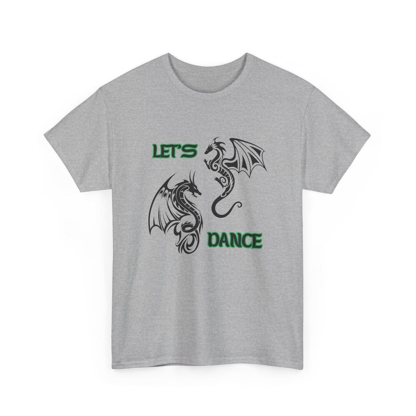 "Let's Dance" Unisex Heavy Cotton Tee, Black/Green text