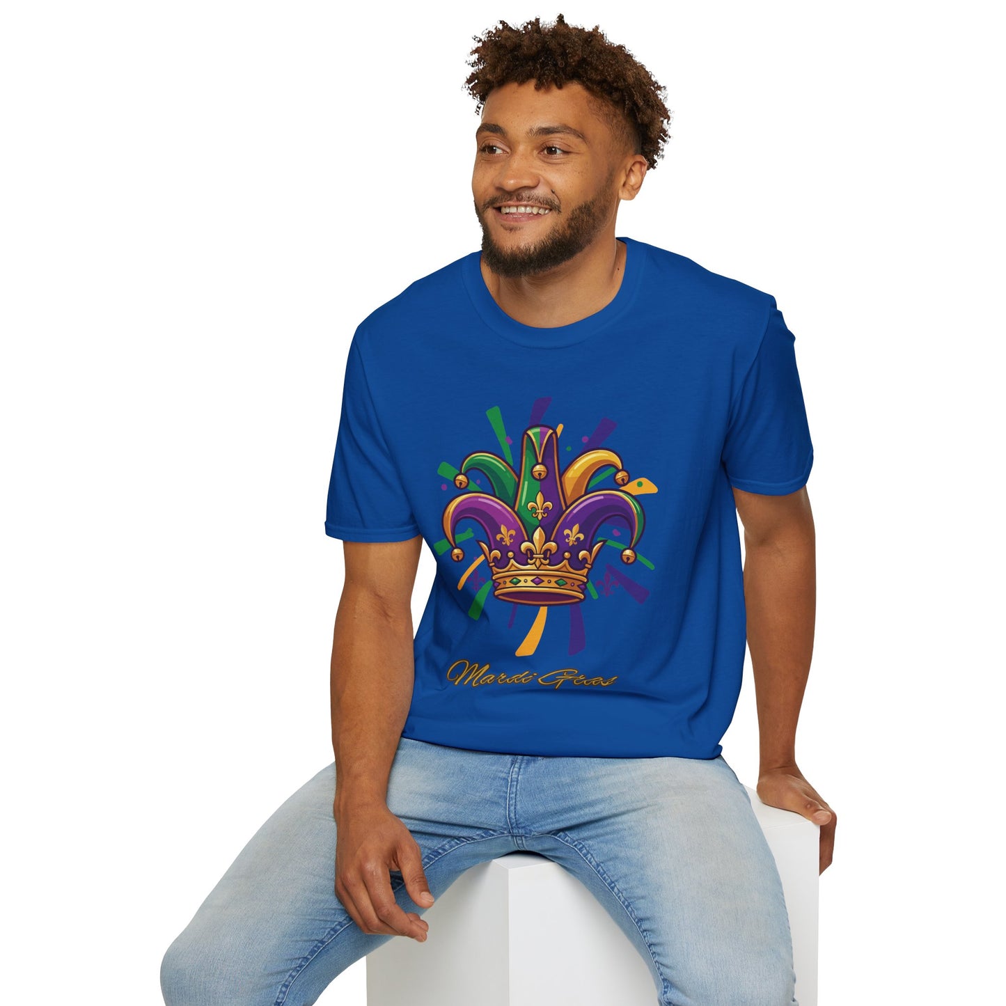 "Mardi Gras Jester Crown" T-Shirt — Colorful, Festive Tee To Wear Alone Or Layered Under A Jacket While Enjoying The Festivities!