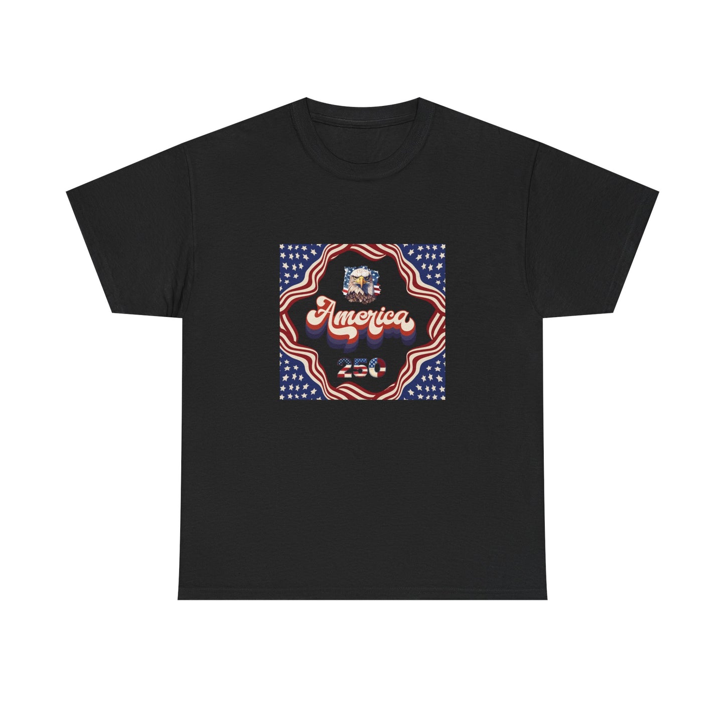 Unisex Heavy Cotton T-Shirt — Retro "America 250" Patriotic Eagle Graphic: 4th of July Celebration Tee