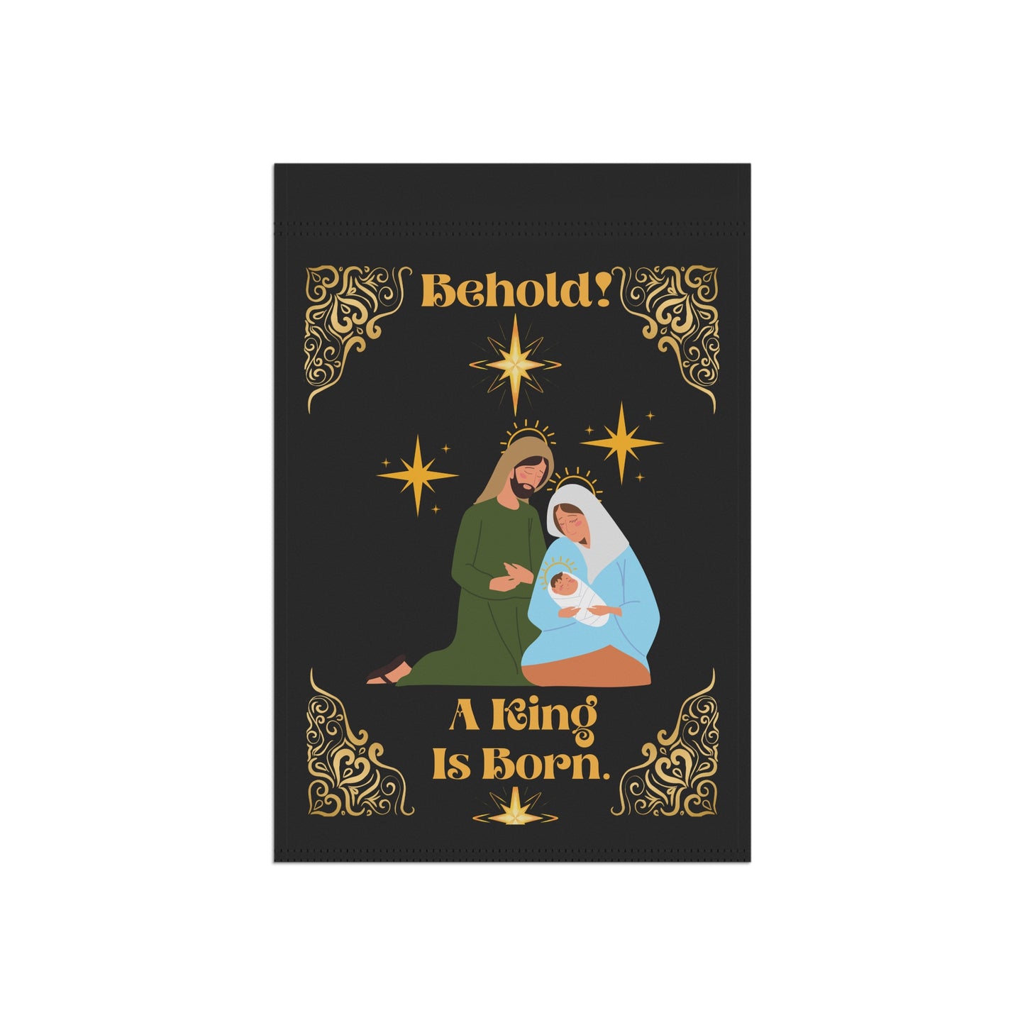 Black Nativity Garden Flag - "Behold! A King Is Born" Christmas Yard Banner