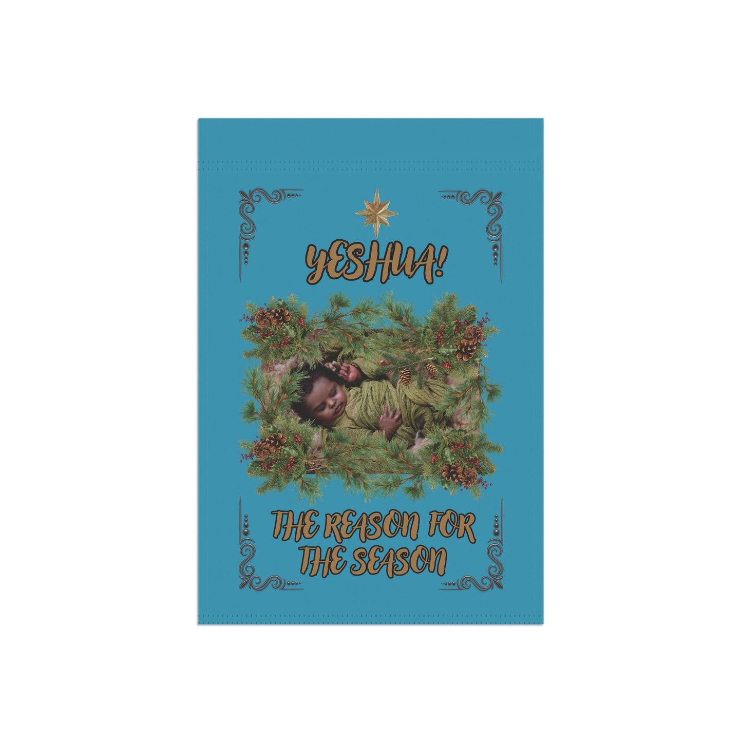 "Yeshua-The Reason For The Season" Garden & House Banner-Turquoise