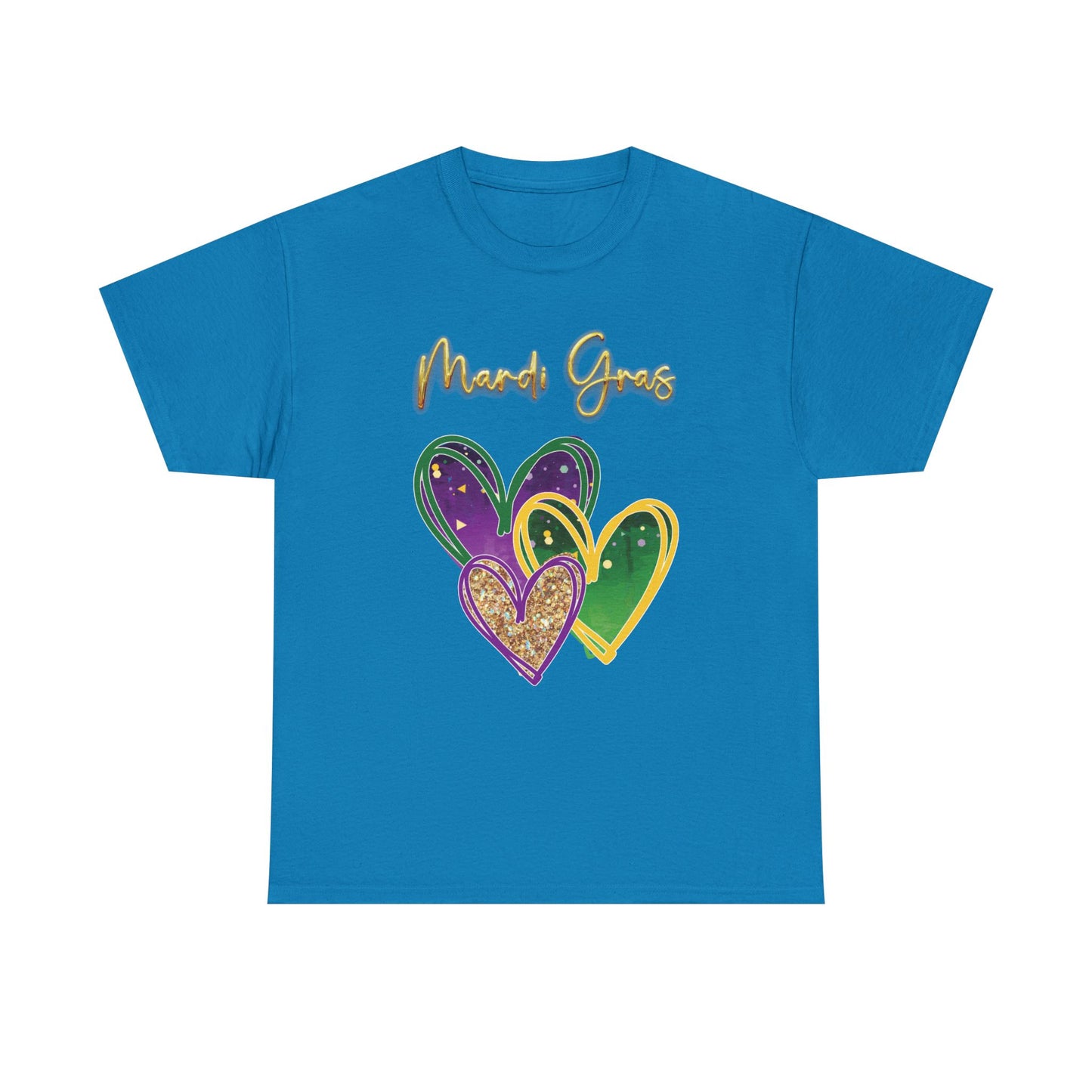"Mardi Gras Hearts" Unisex T-Shirt.  A "Heart Felt"  Celebration Of Carnival In Purple, Green & Gold!