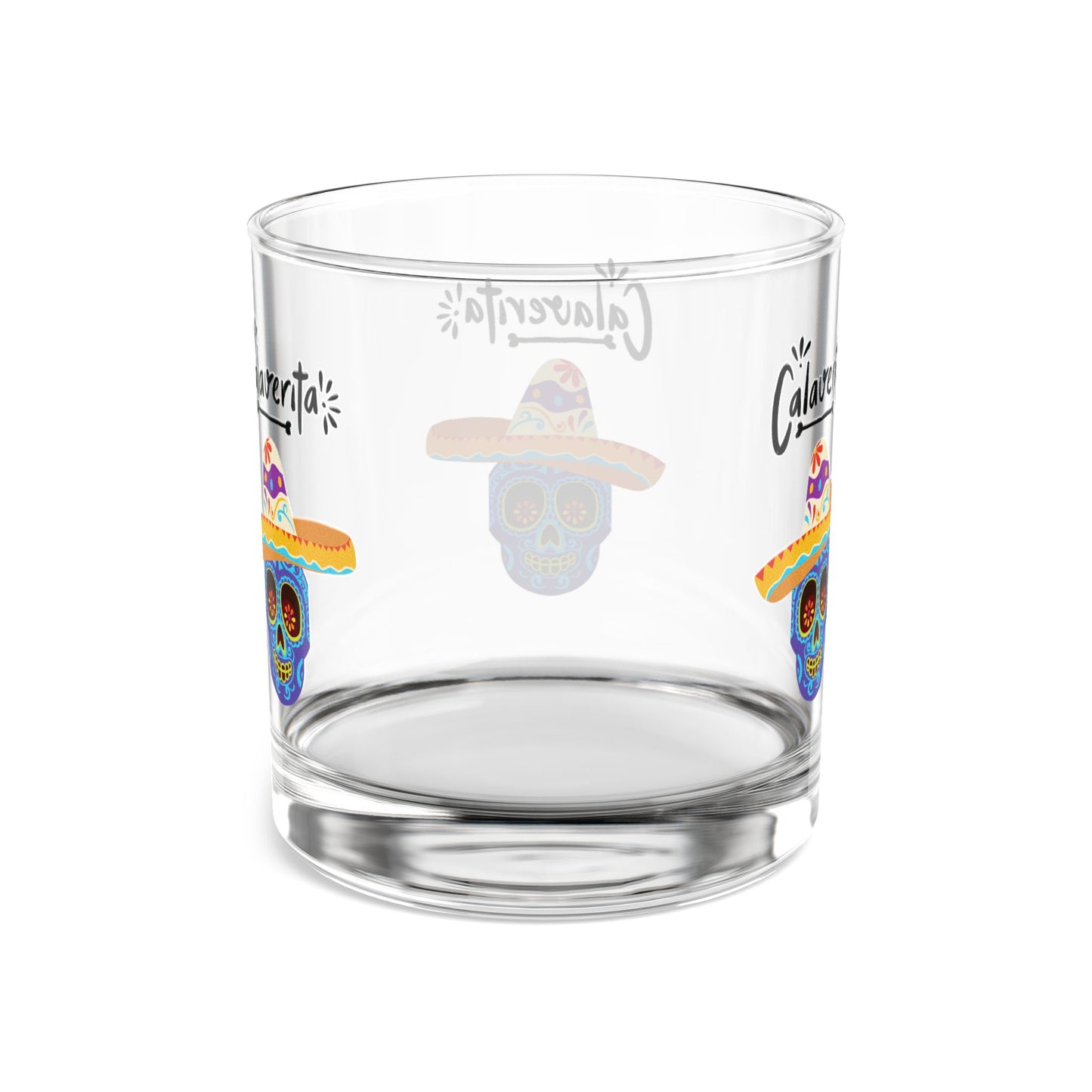 "Calaverita  Sugar Skull" Rocks Glass, 10oz. A Unique and Vibrant way to enjoy Your Favorite Tequila or Margarita "On The Rocks"
