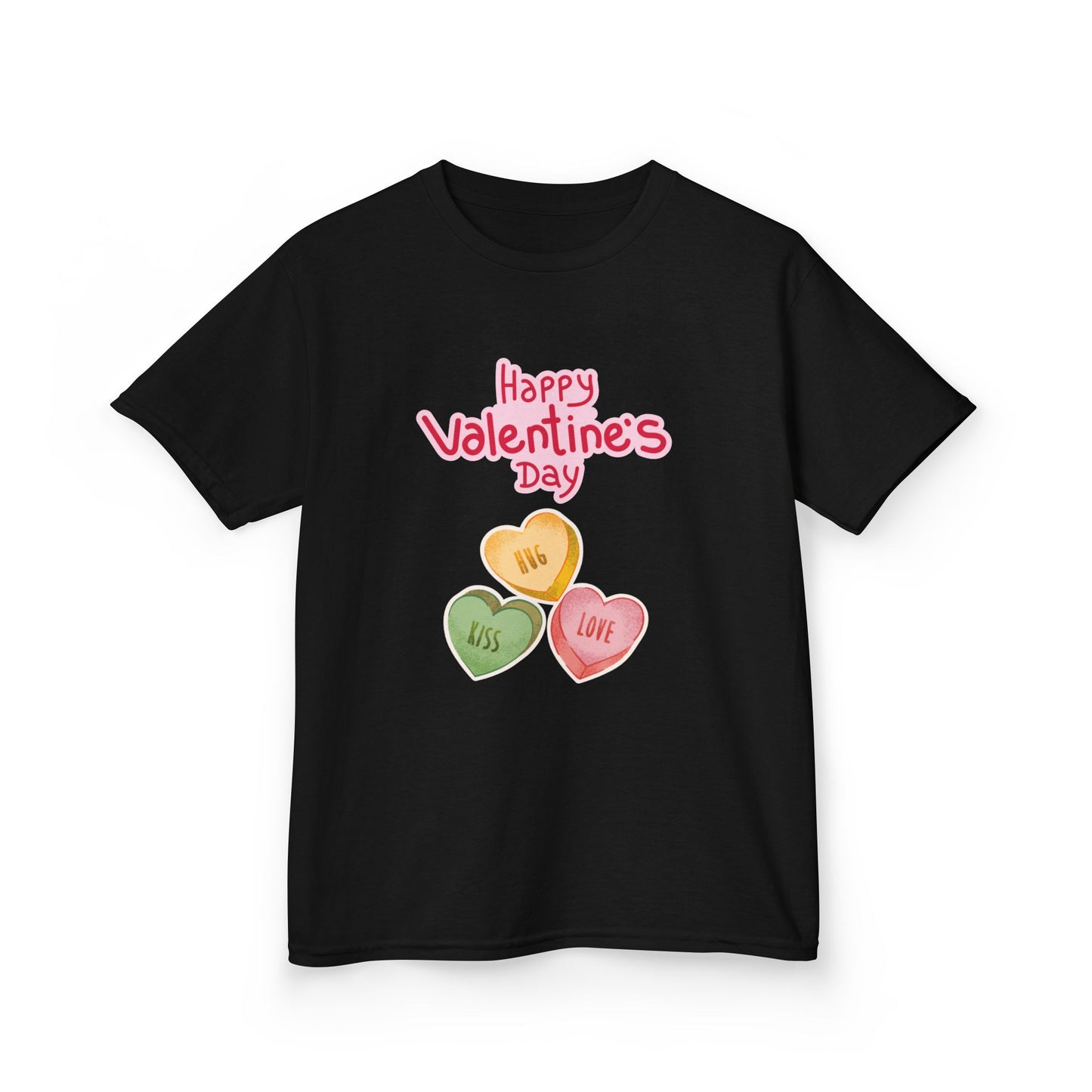 Valentine's Day Kids Tee — Candy Heart "Happy Valentine's Day" Design
