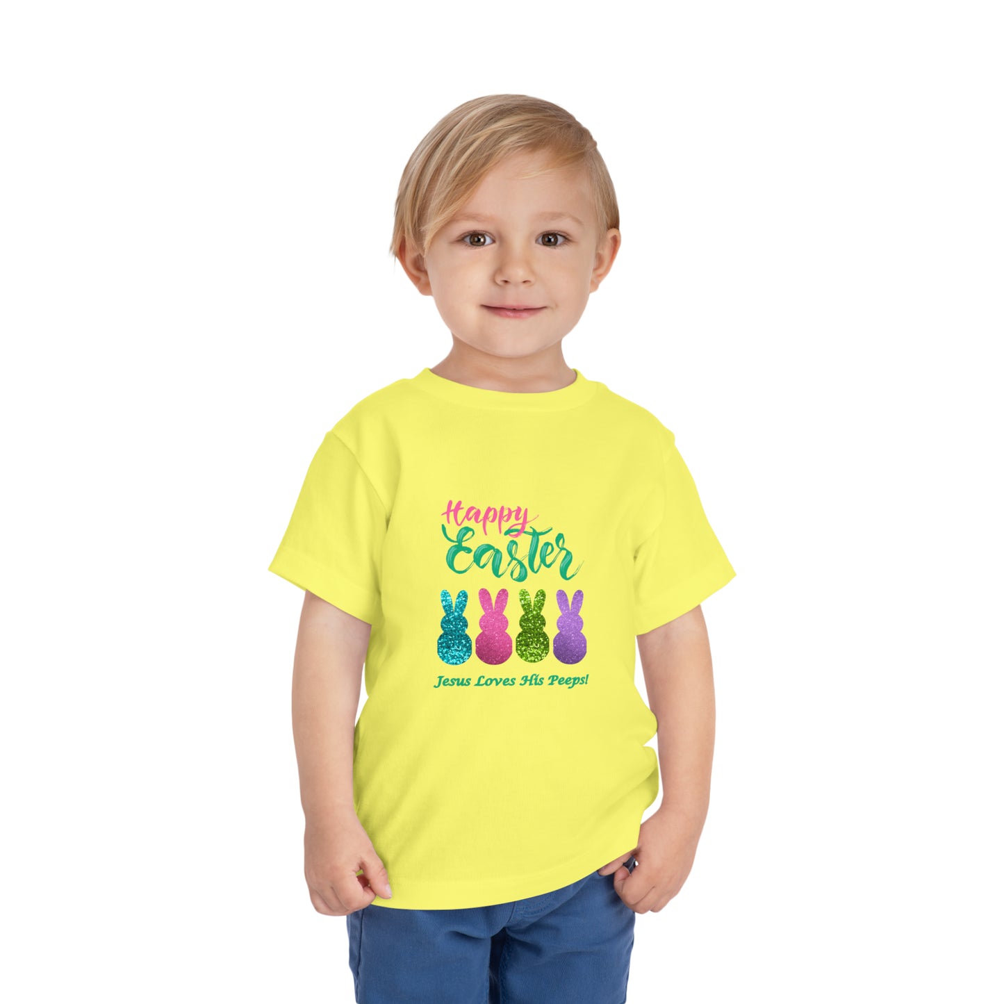 'Happy Easter-Jesus Loves His Peeps!" Toddler Short Sleeve Tee